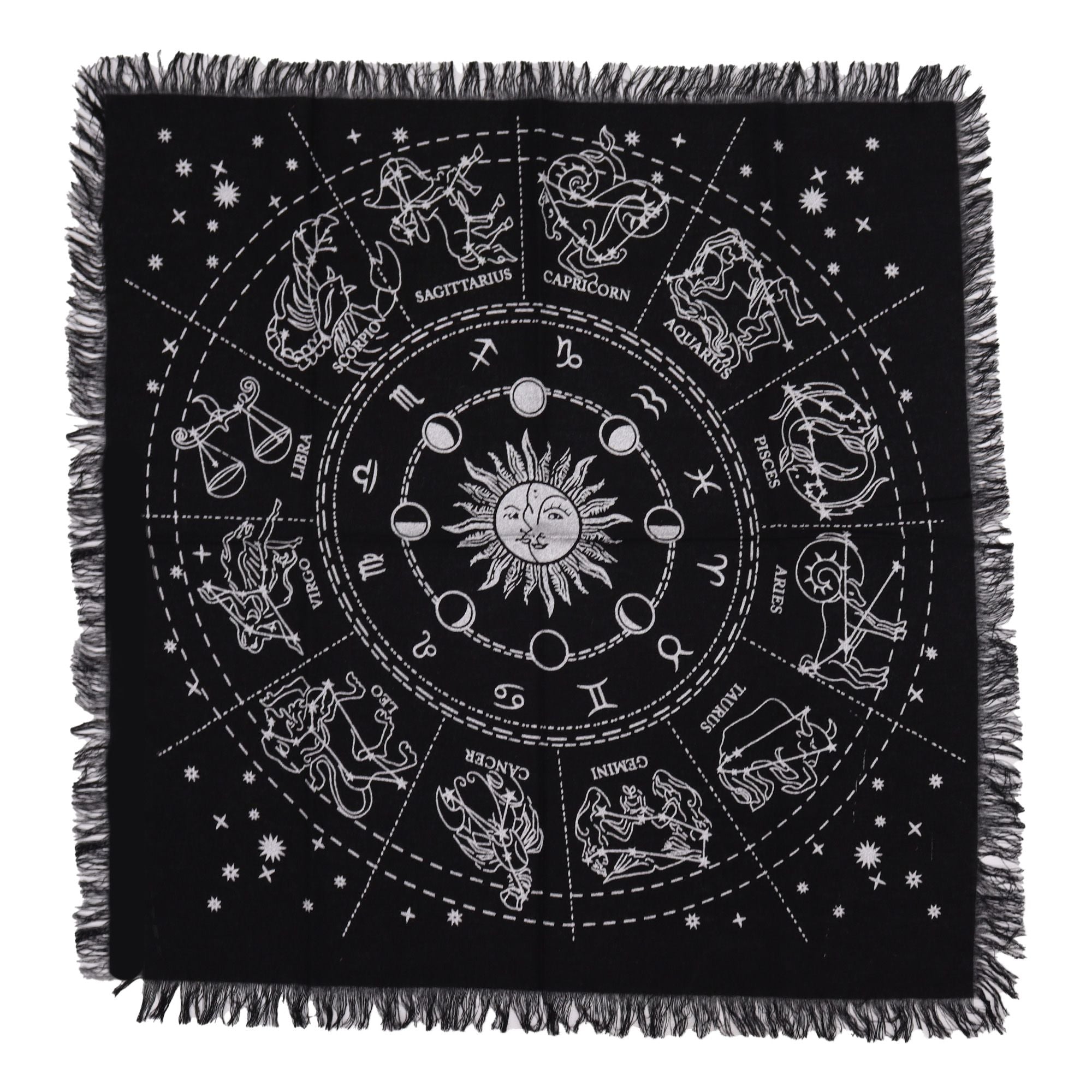 Toalha de Altar Esotérica com Franjas Horóscopo