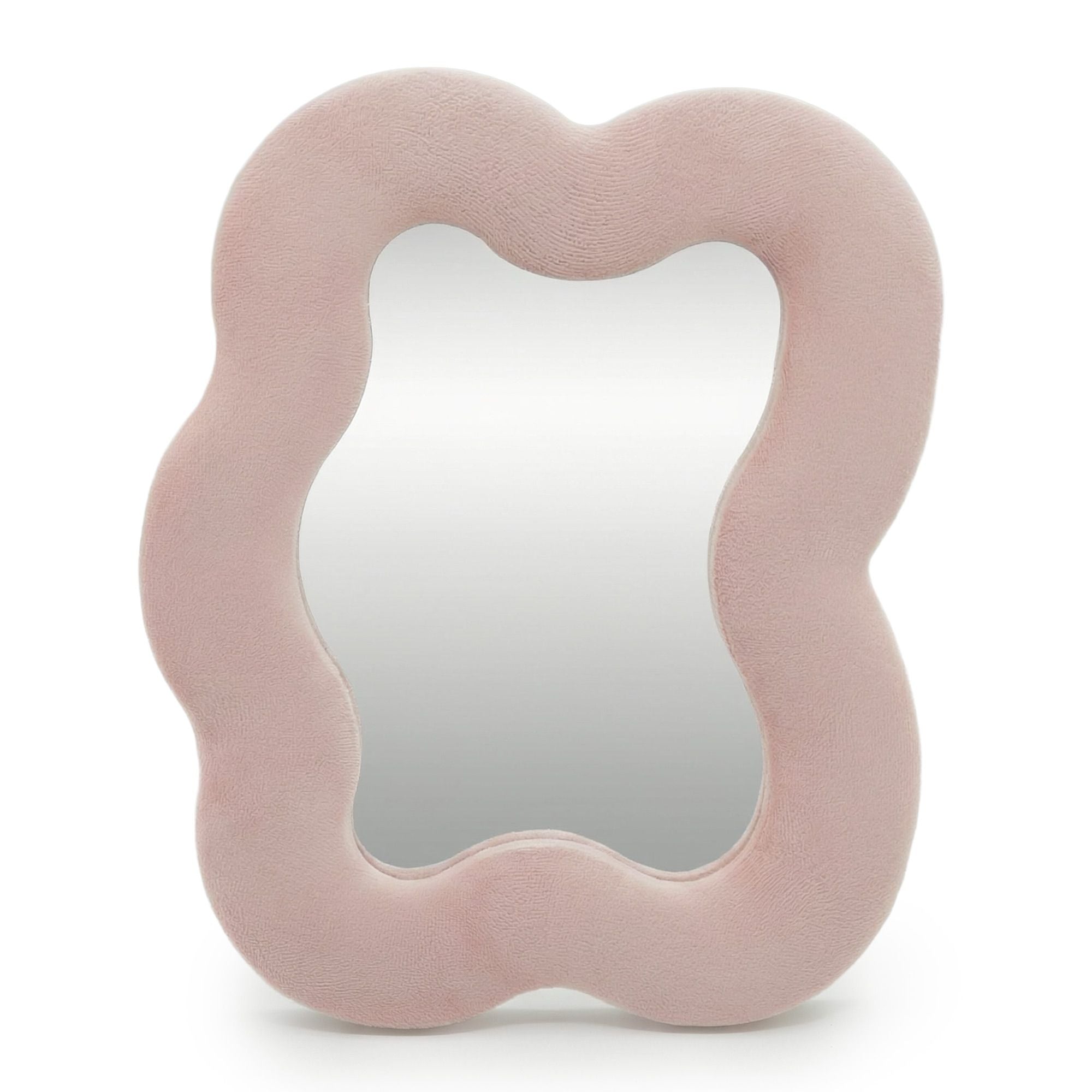 Espejo Ondulado Forma Guijarro Cuadrado Rosa Suave