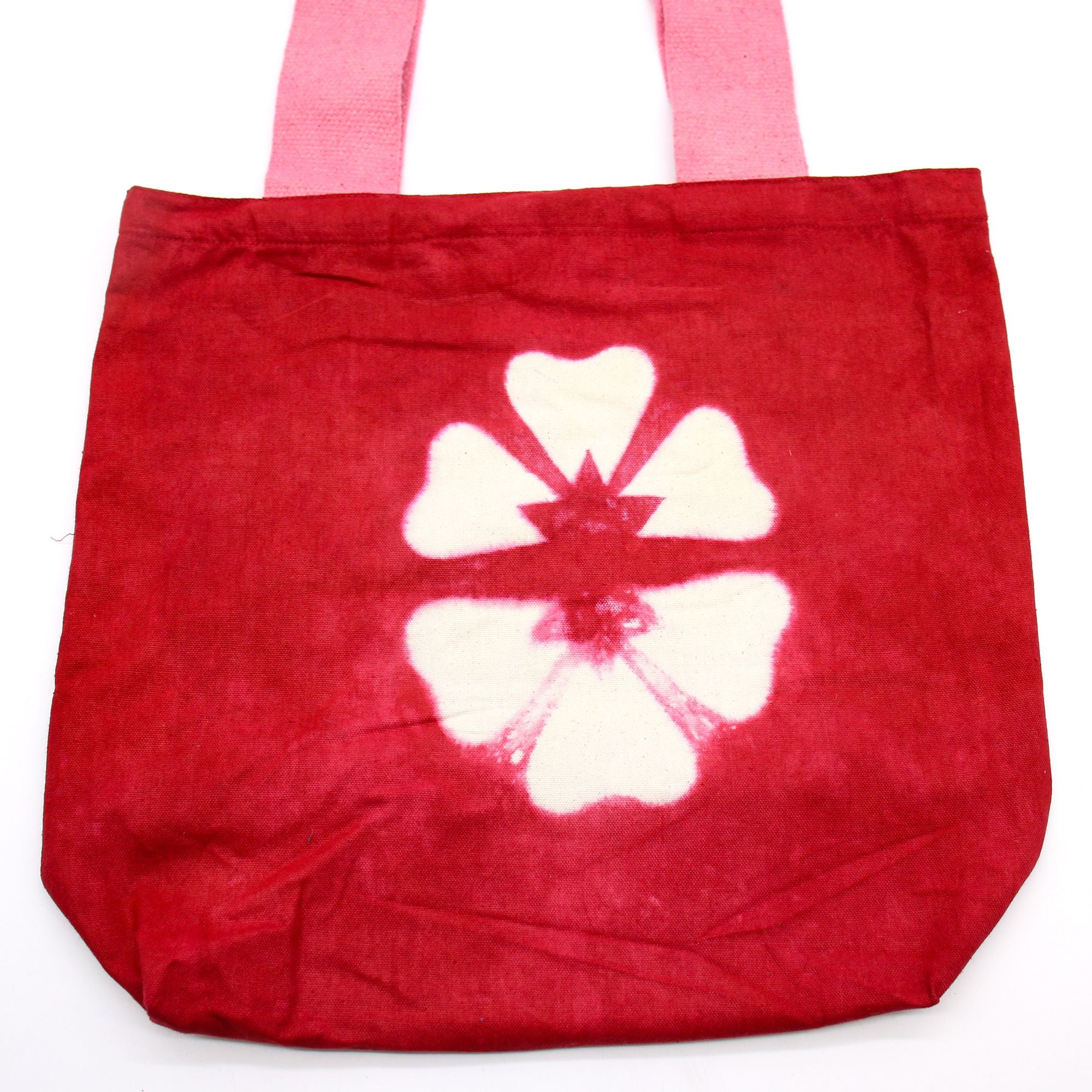 Bolsa de Algodão Natural Tie Dye - Flor Granada - Alça Rosa