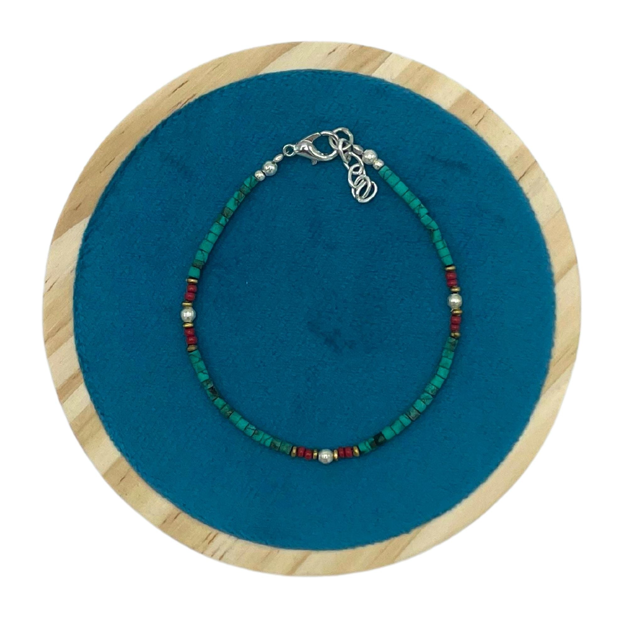Pulseira Nepalesa de Gemas Extrafinas - Turquesa e Pedra