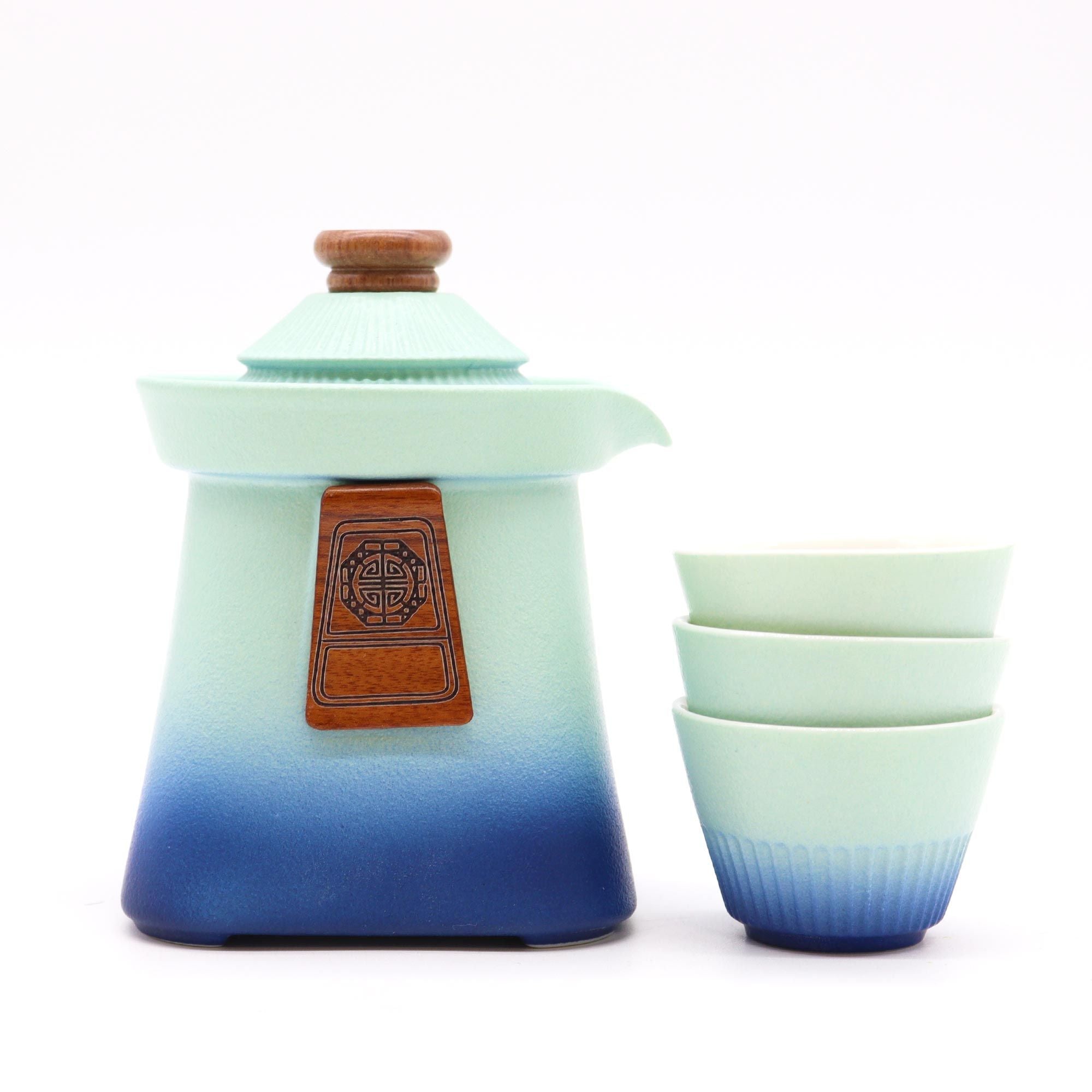 Conjunto de Bule Temple e Três Chávenas – Azul Céu