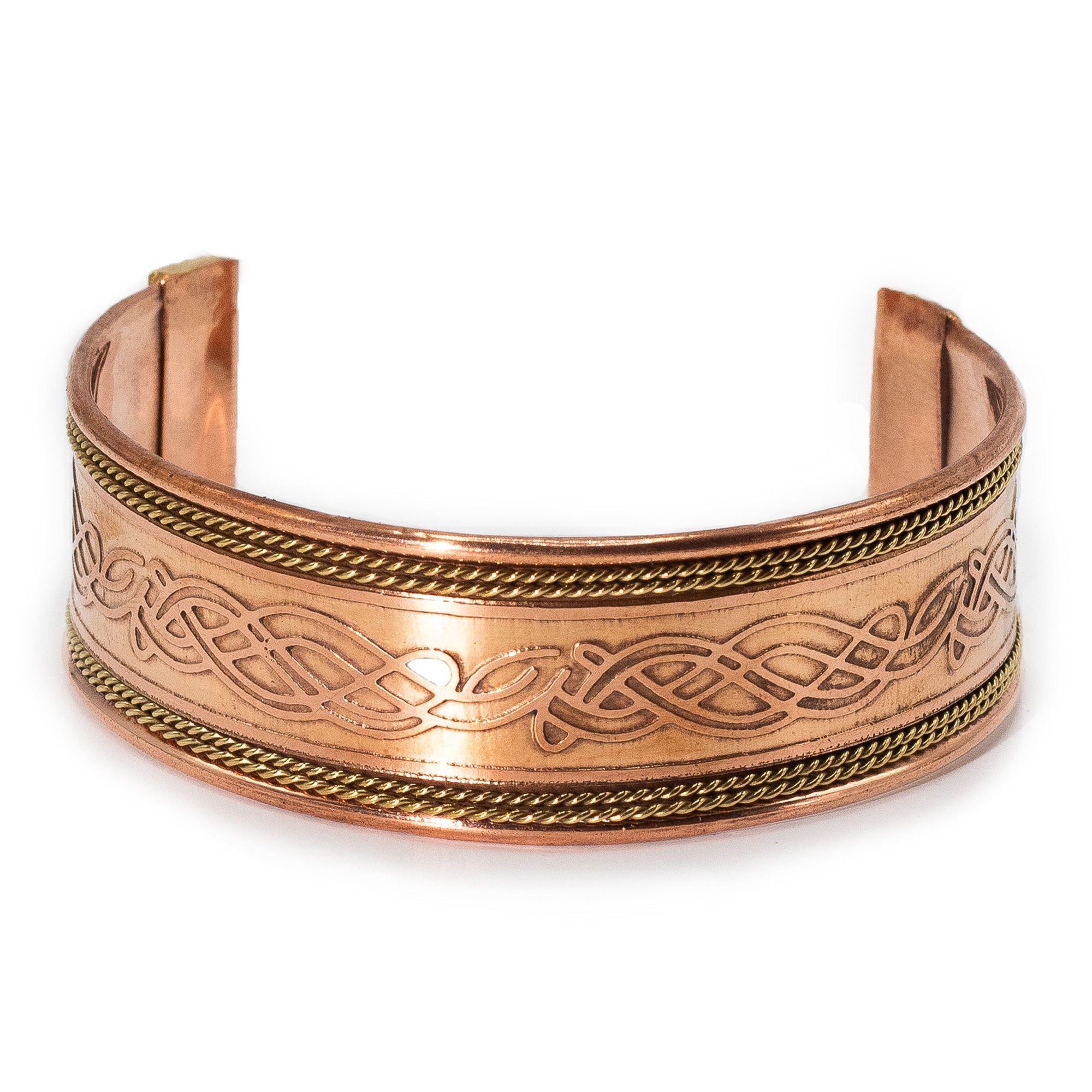 Copper Bracelets with Wide Band and Brass Decoration (Assorted)