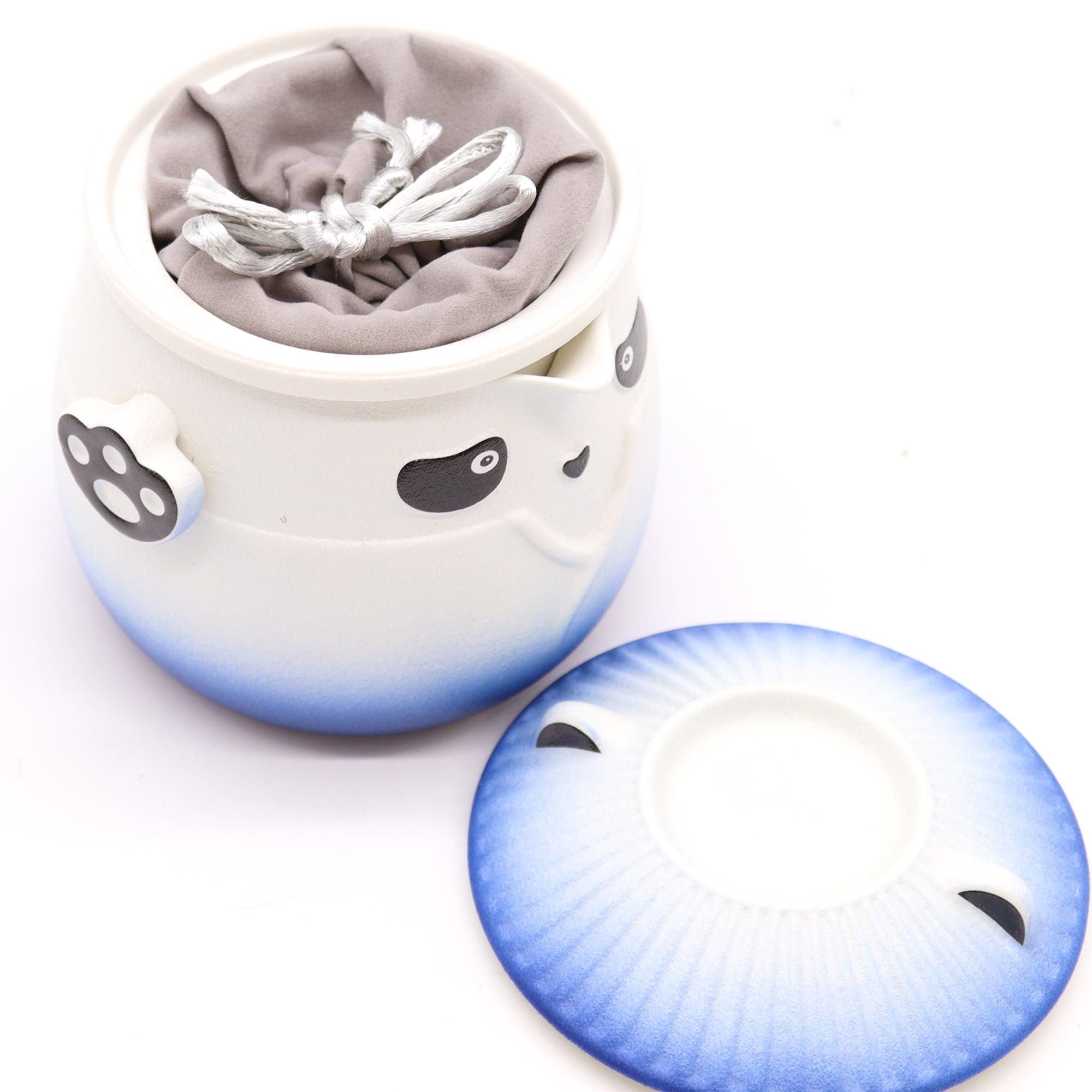 Conjunto de Bule Panda e Três Chávenas – Azul Céu