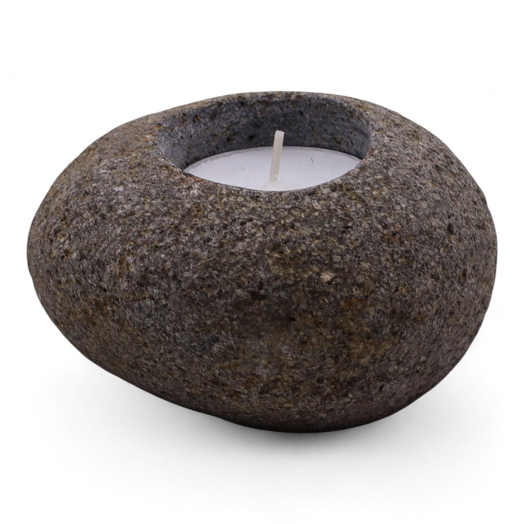 Porta-velas em pedra de rio natural - Luz única
