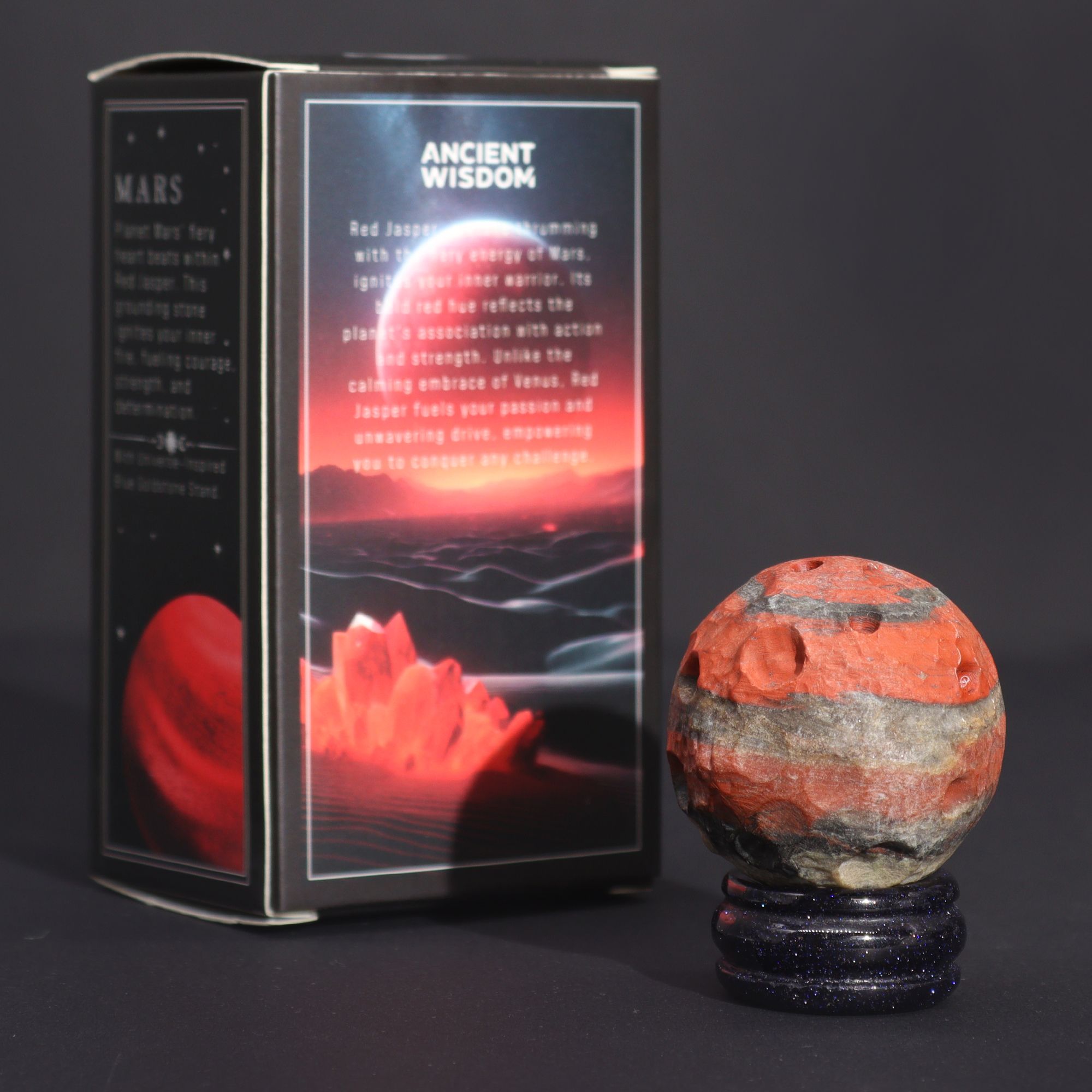 Red Jasper Planet with Solar Stand Mars (40mm)