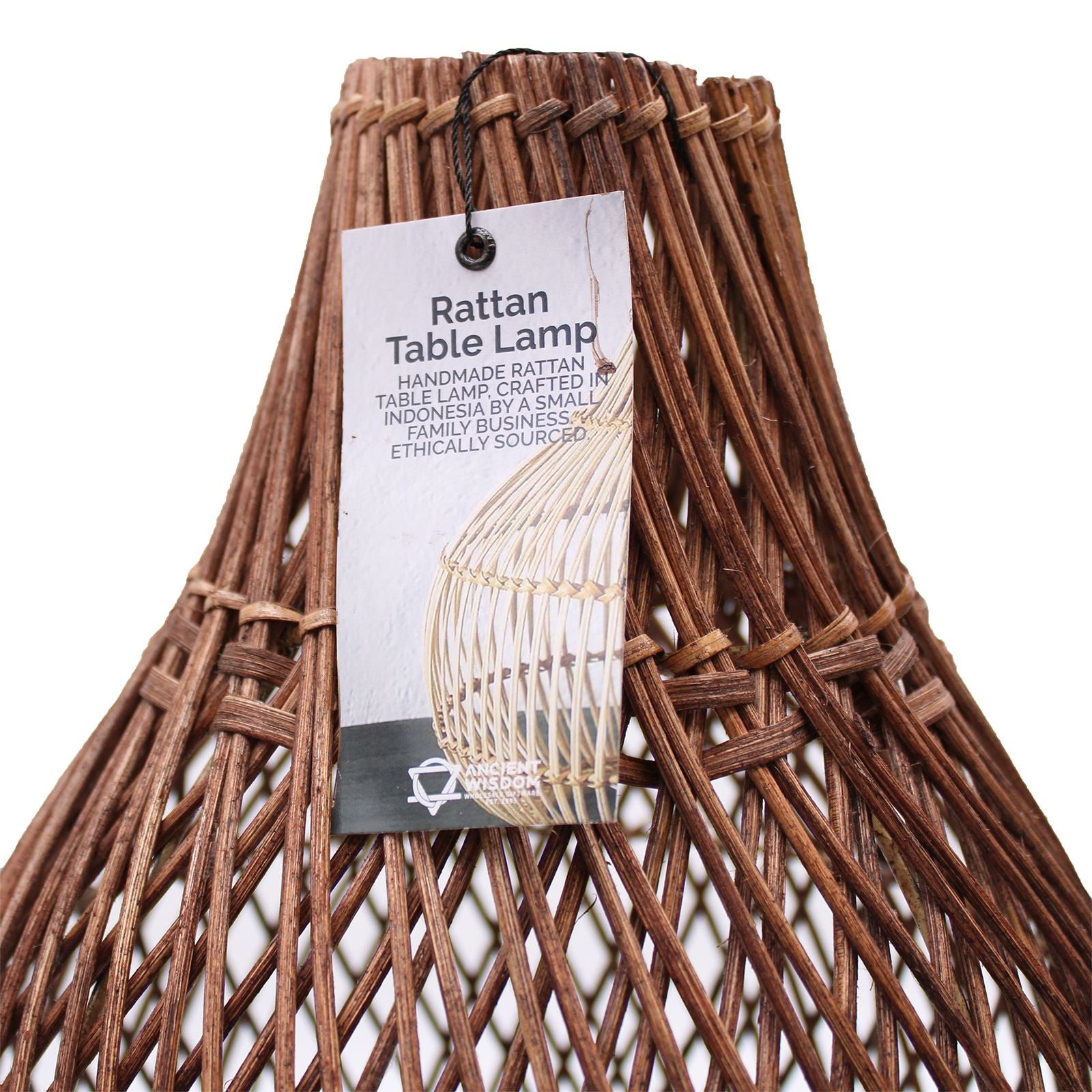 Lâmpada de Mesa em Rattan – Castanho Escuro