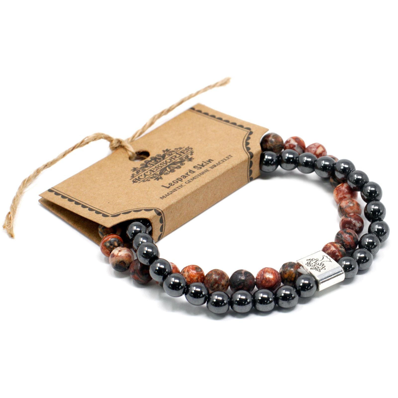 Magnetic Natural Stone Bracelet – Leopard Skin Jasper
