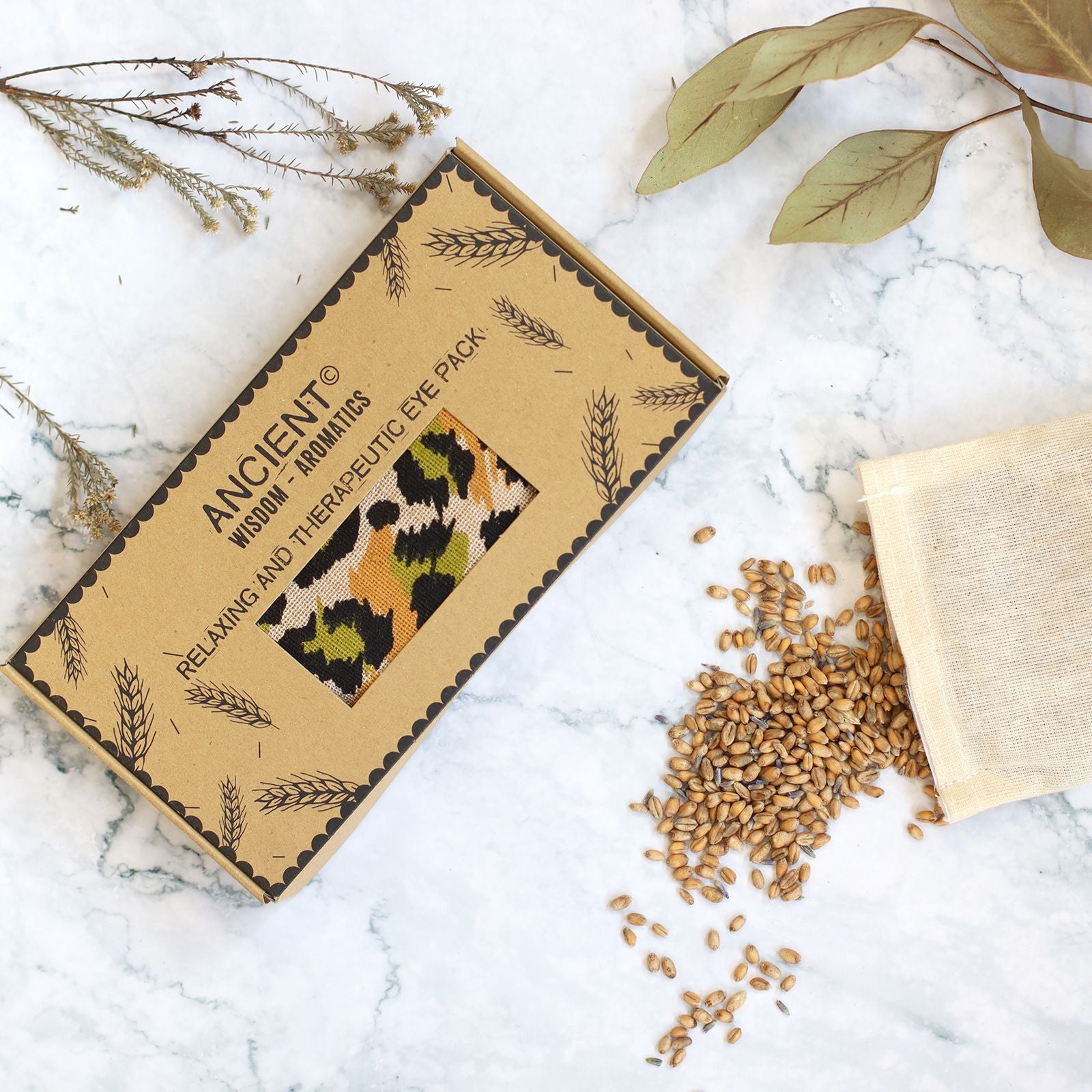 Almofada de Olhos de Trigo com Lavanda em Caixa de Presente - Leopardo Noturno