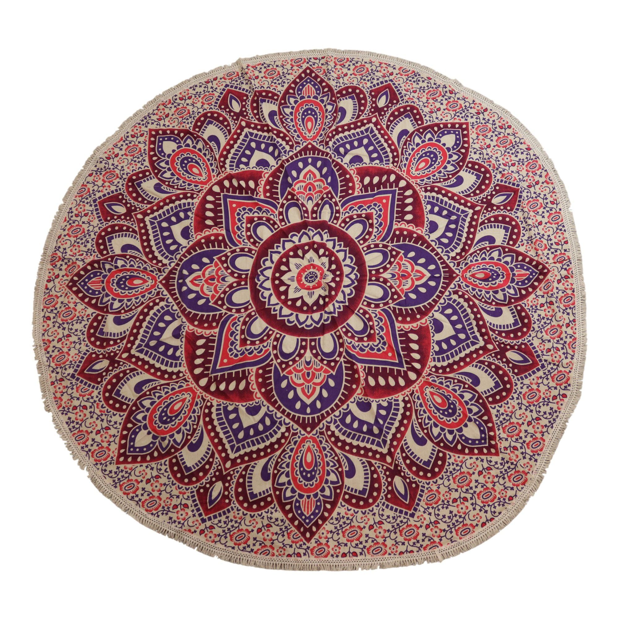 Mandala Redonda Decorativa Rosa e Roxo