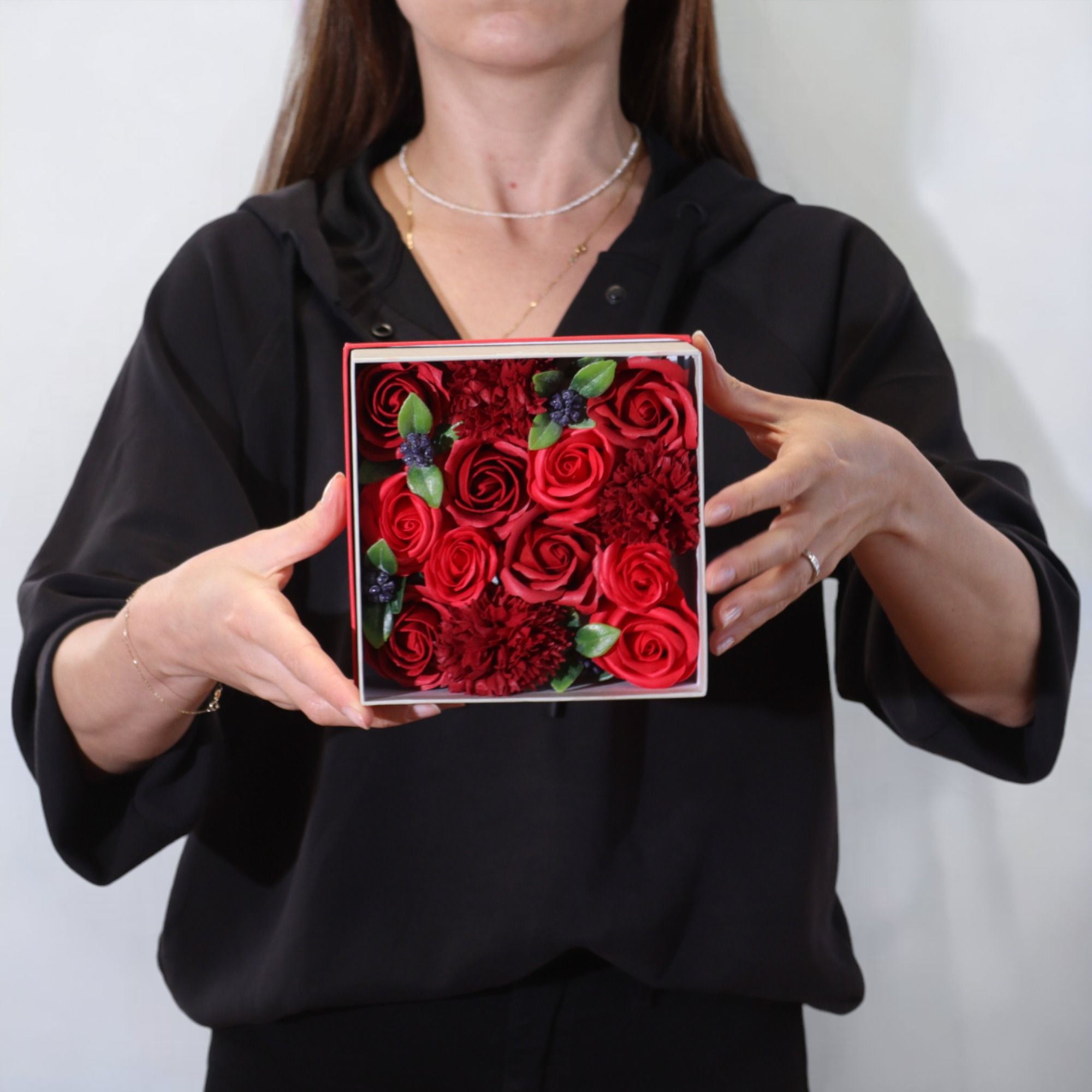 Caixa Quadrada - Rosas Vermelhas Clássicas