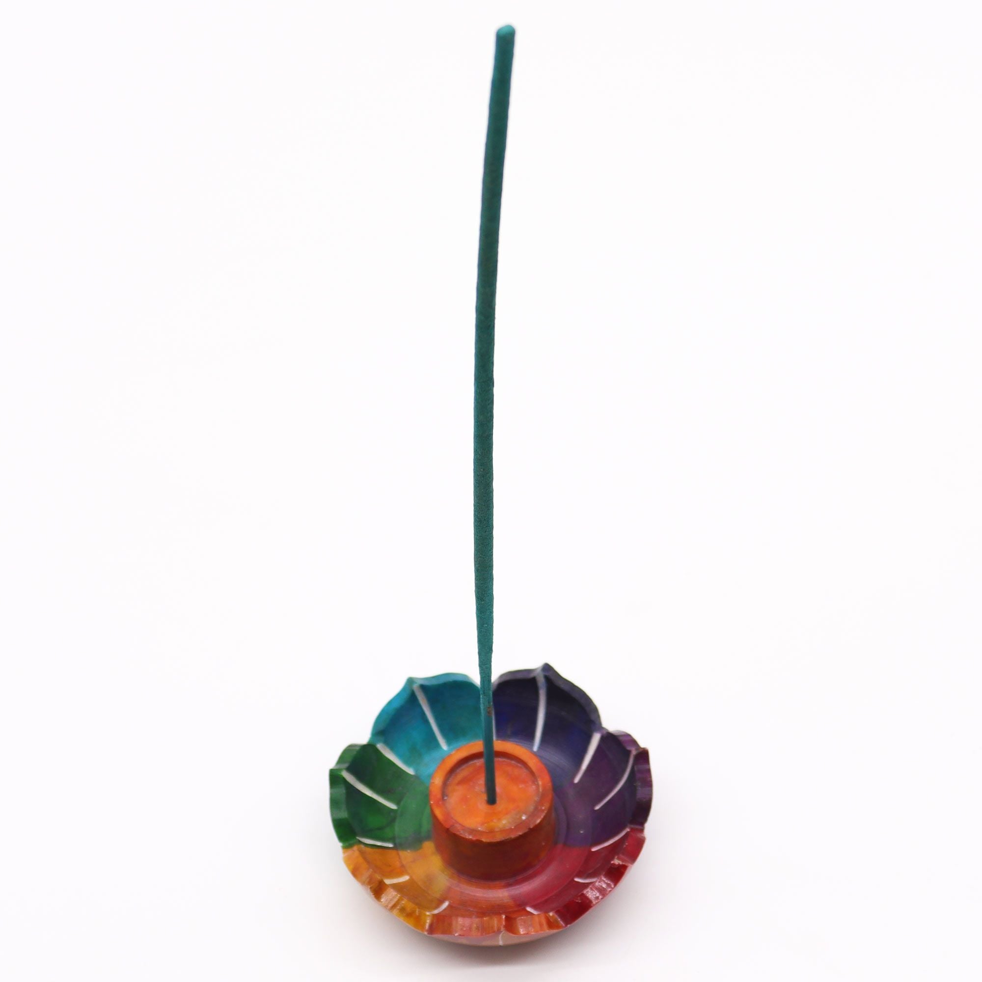 Suporte de Incenso Flor de Lótus Pequena em Esteatite Cores dos Chakras