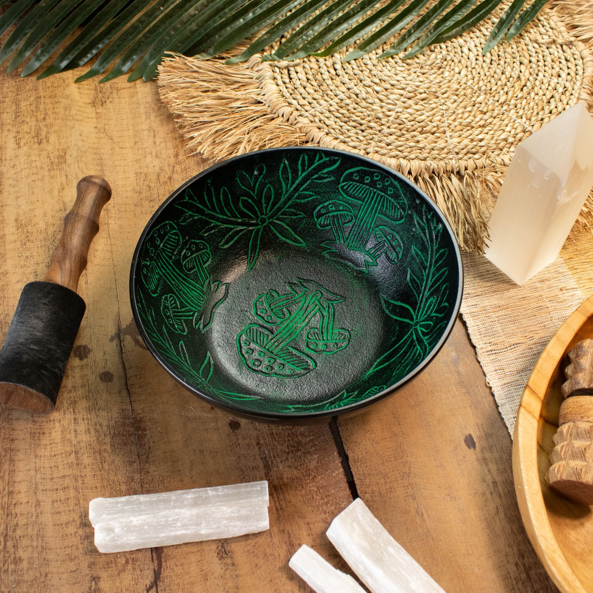Cuenco Tibetano de Aluminio – Champiñón Mágico – Verde