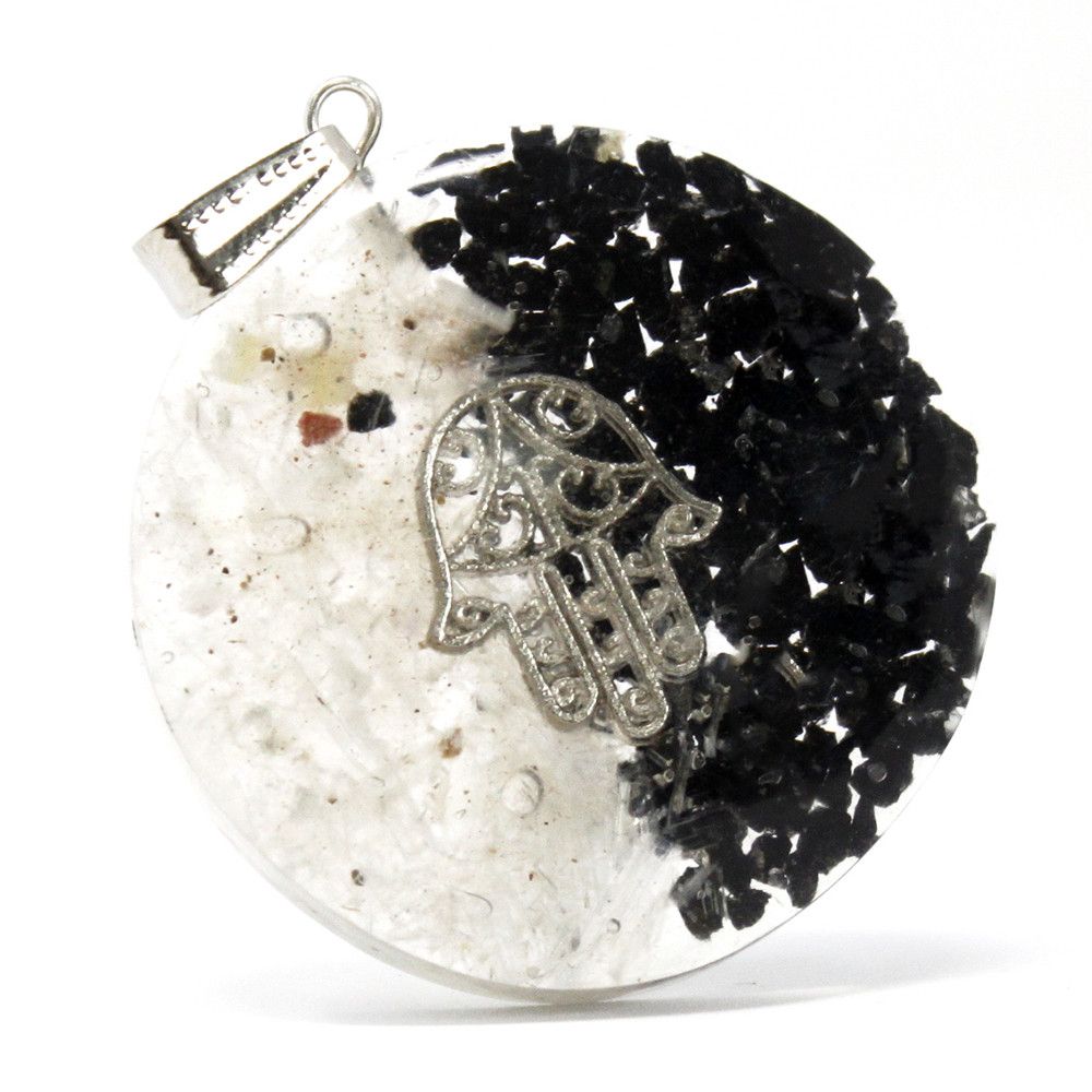 Pendente de Orgonite - Bem e Mal - Hamsa