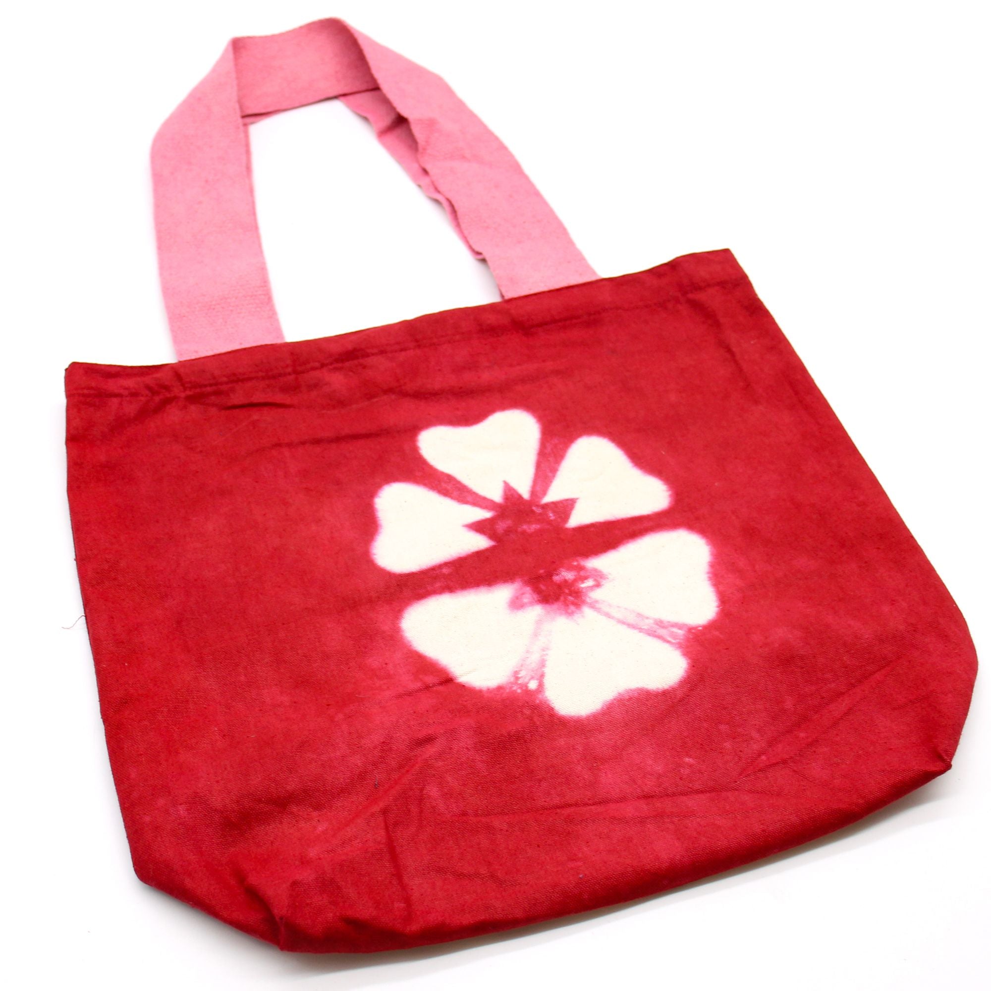 Bolsa de Algodão Natural Tie Dye - Flor Granada - Alça Rosa