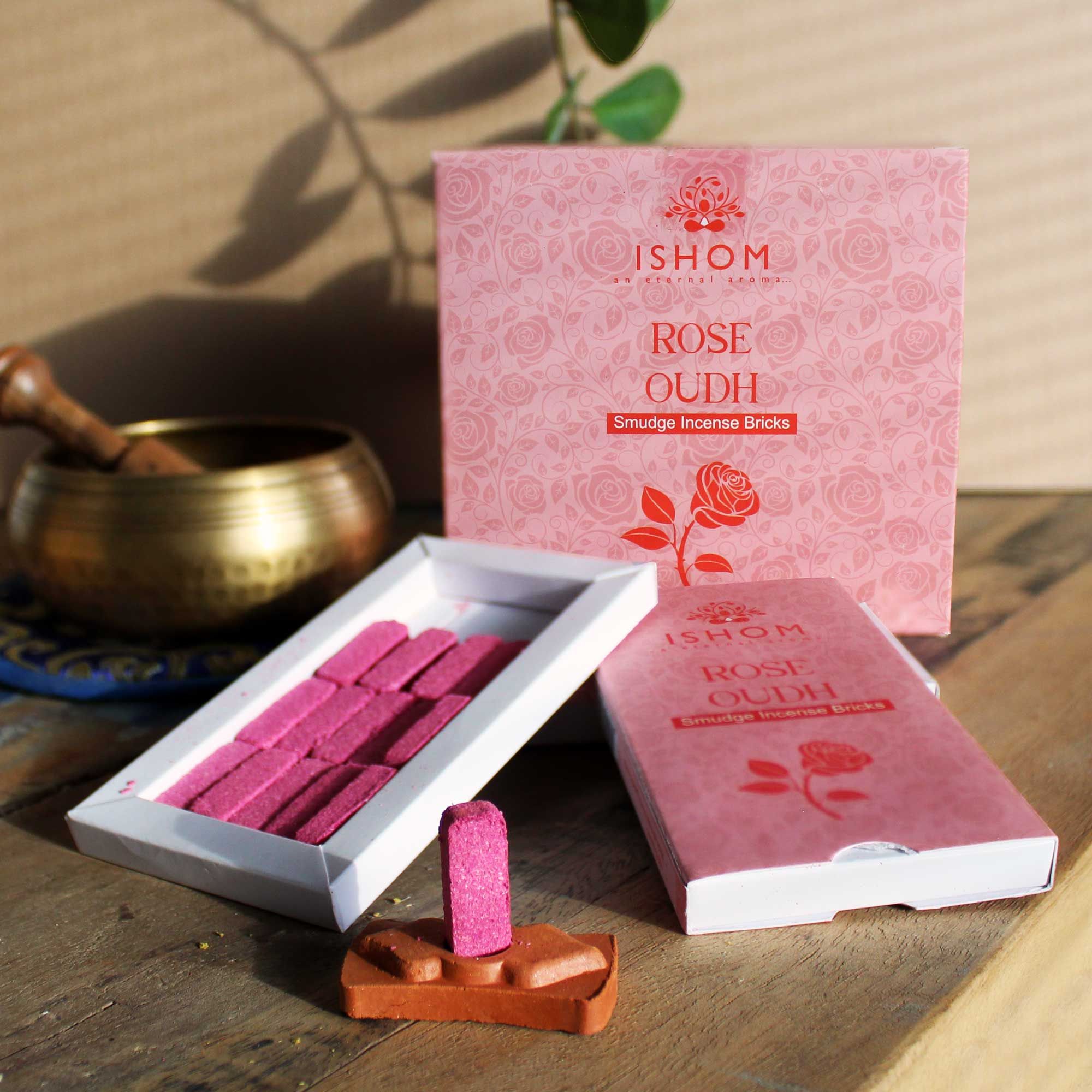 Conjunto de 15 Blocos de Smudge Natural e Queimador Madeira de Rosa