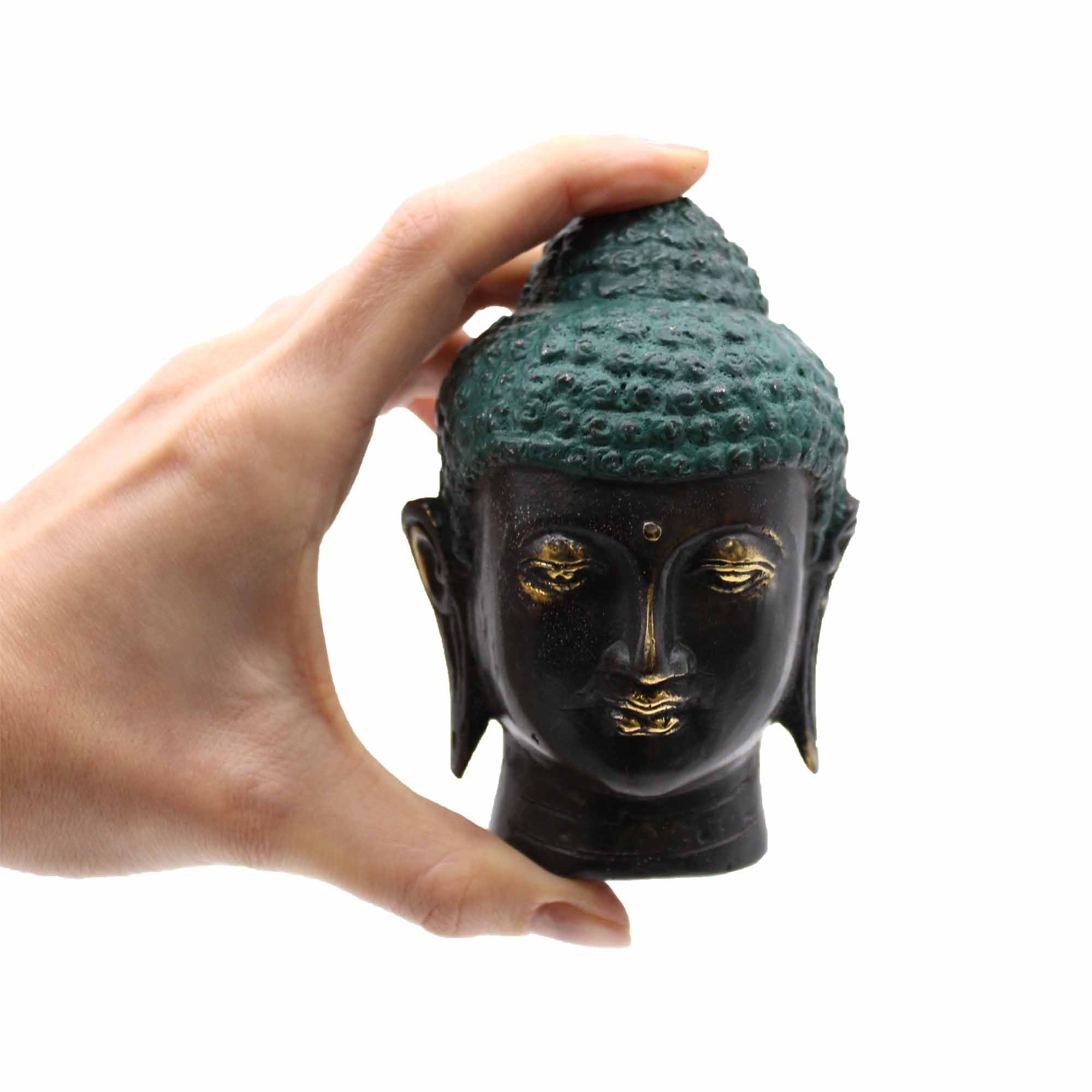 Cabeça de Buda Média em Latão Envelhecido