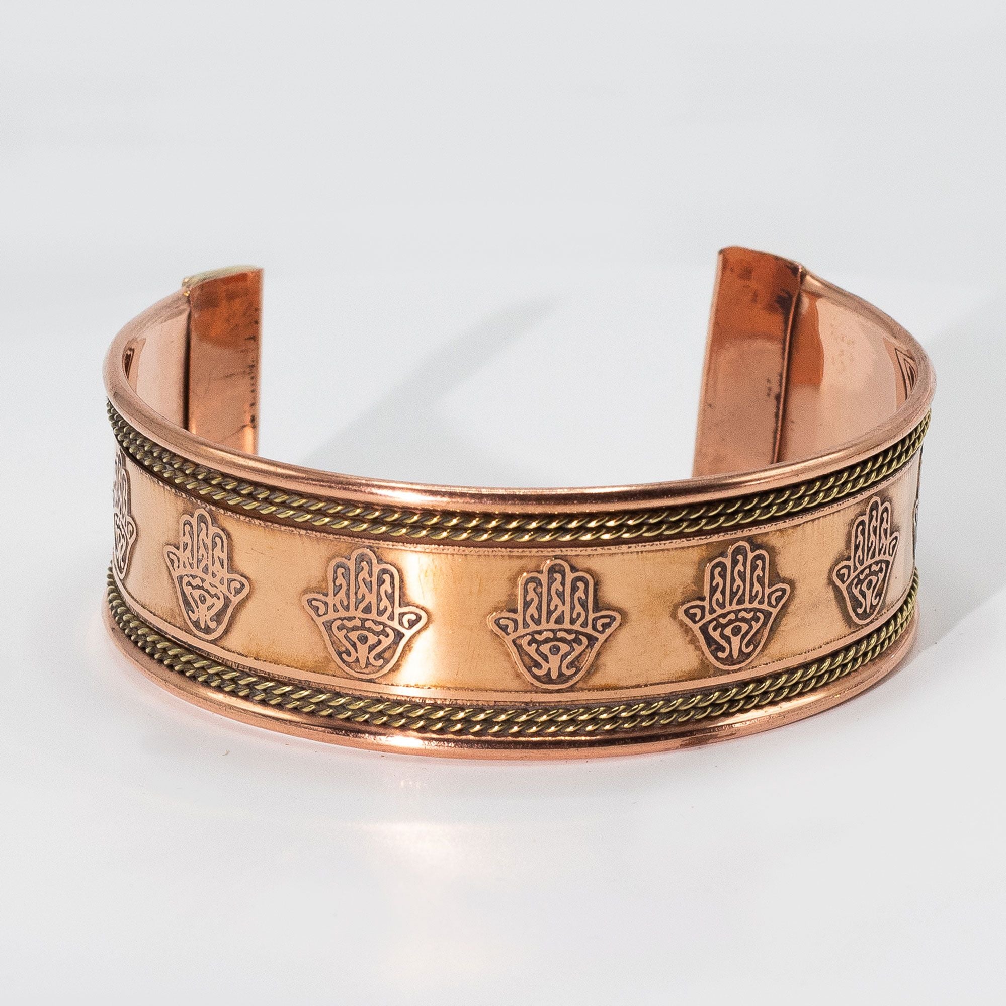 Copper Bracelets with Wide Band and Brass Decoration (Assorted)