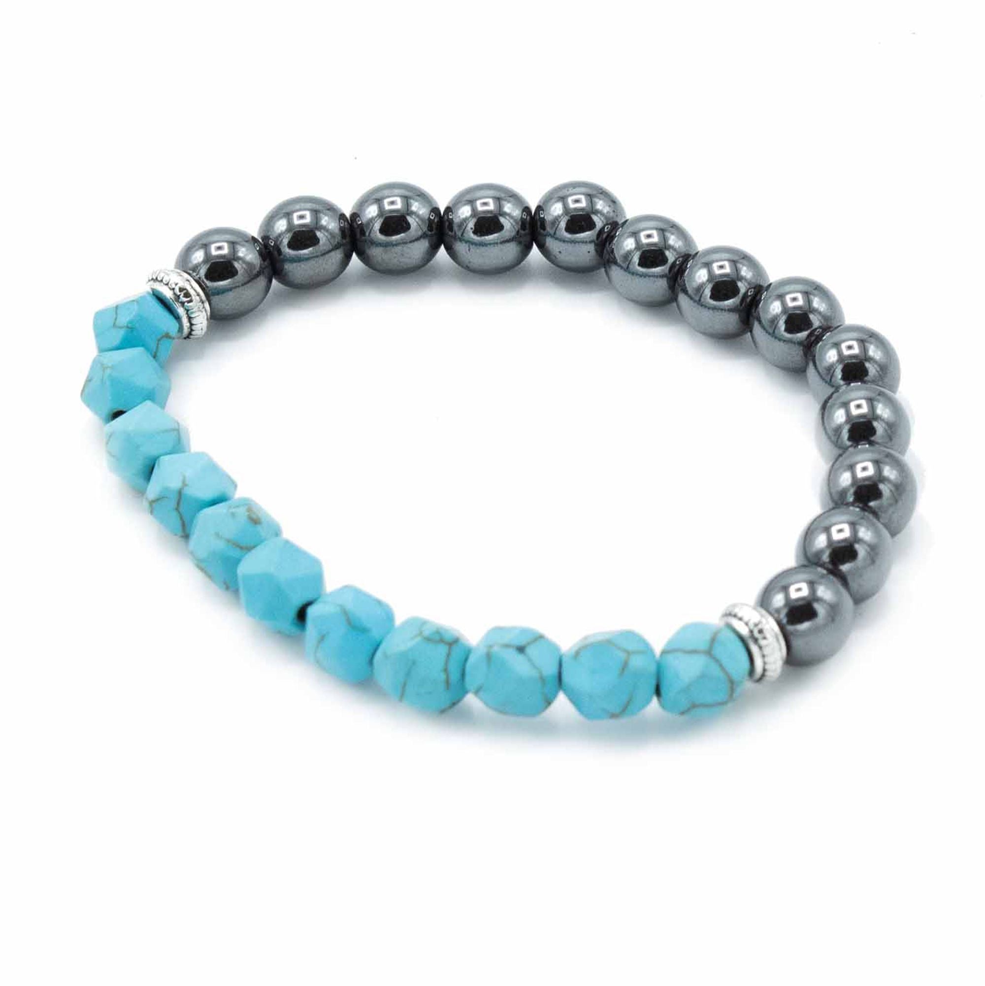 Pulseira Magnética em Pedra Natural Entalhada – Turquesa