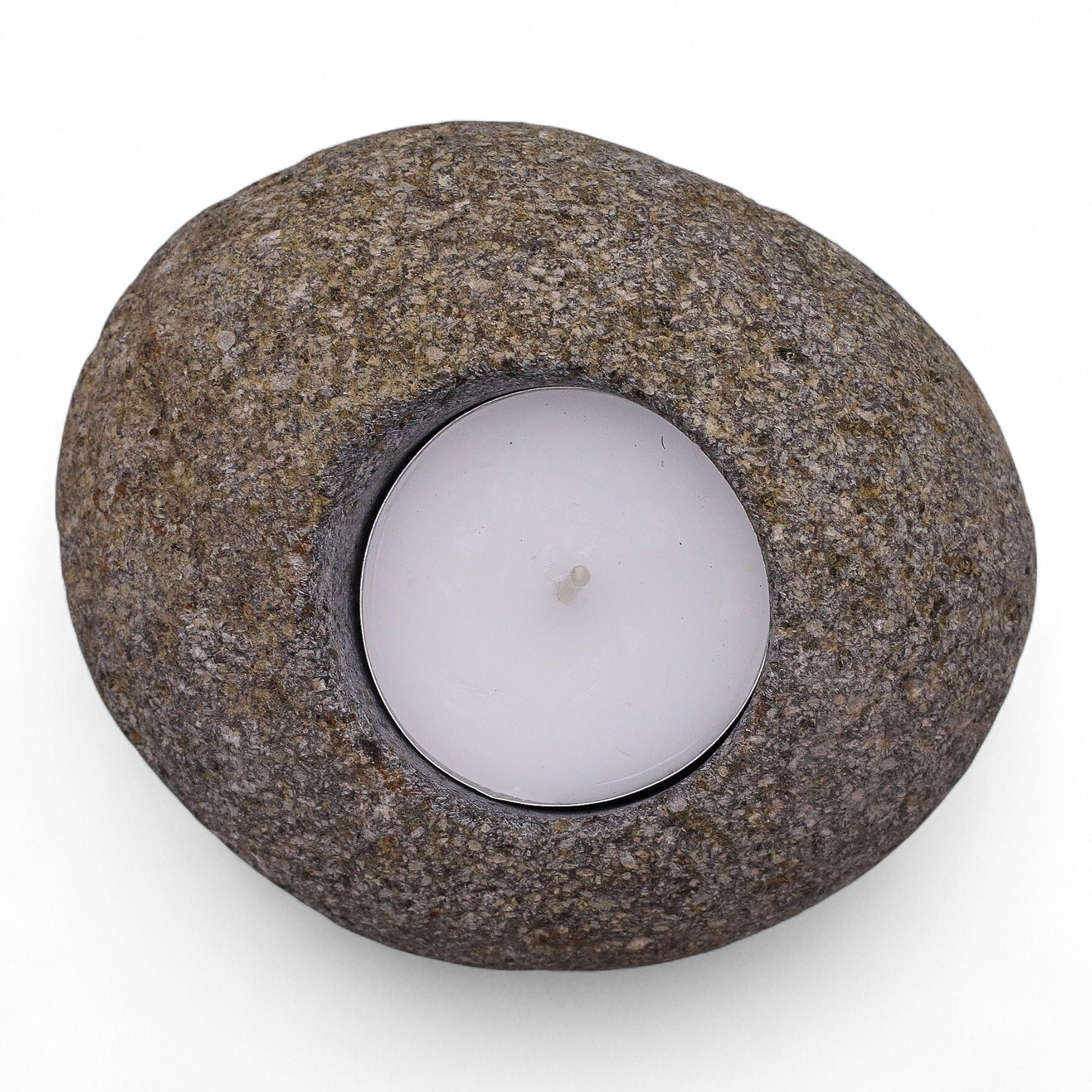 Porta-velas em pedra de rio natural - Luz única