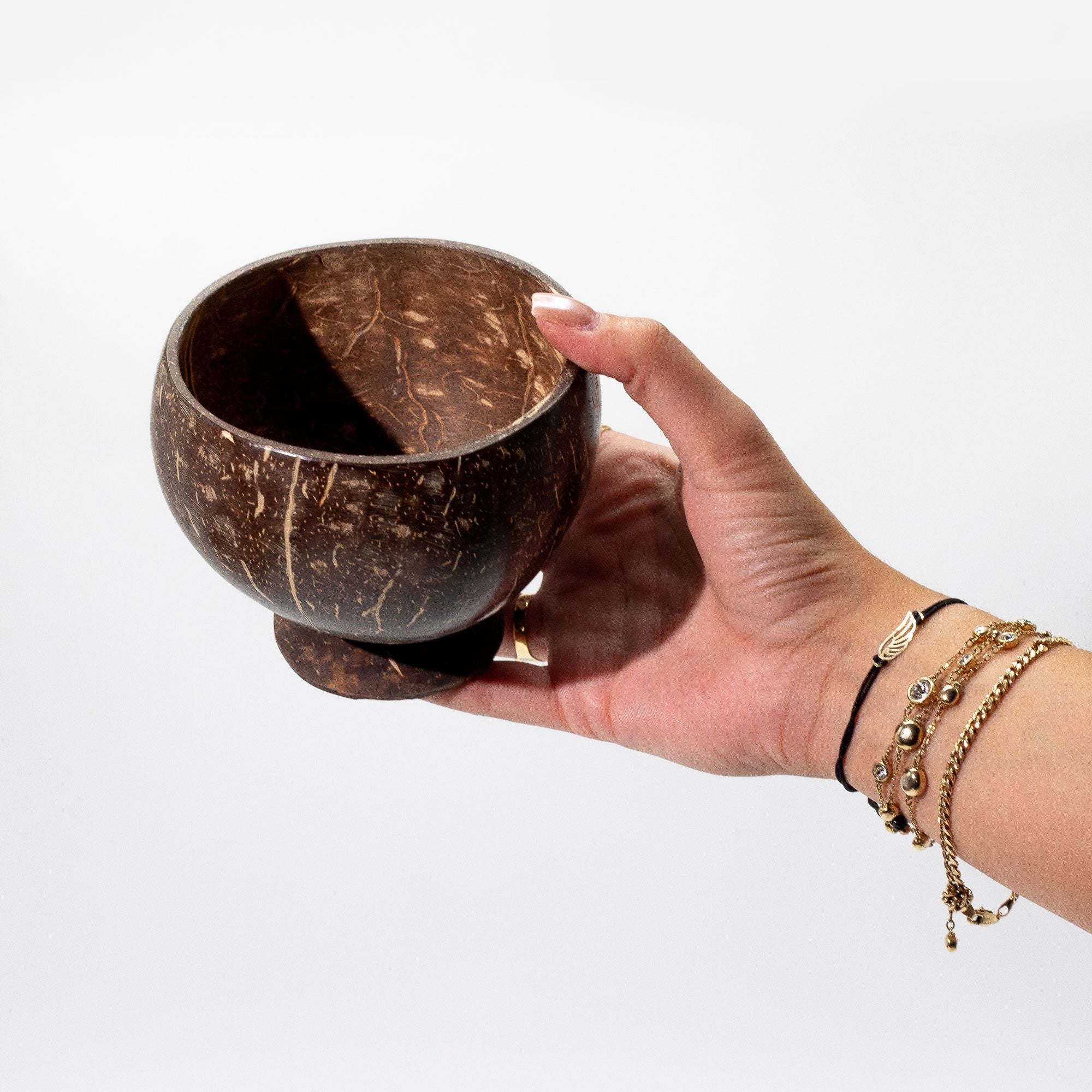 Small natural coconut bowl with stand