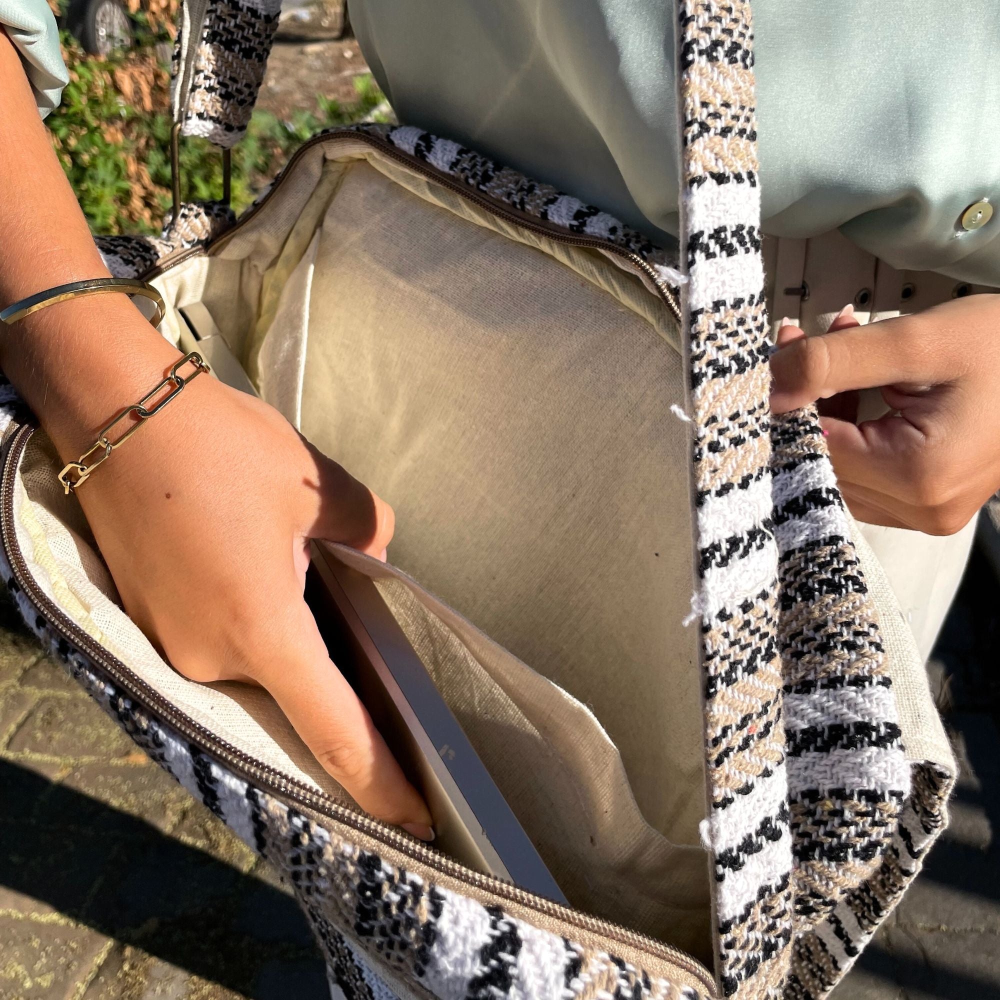 Bolsa para Portátil Soft Banjar - Creme e cinza