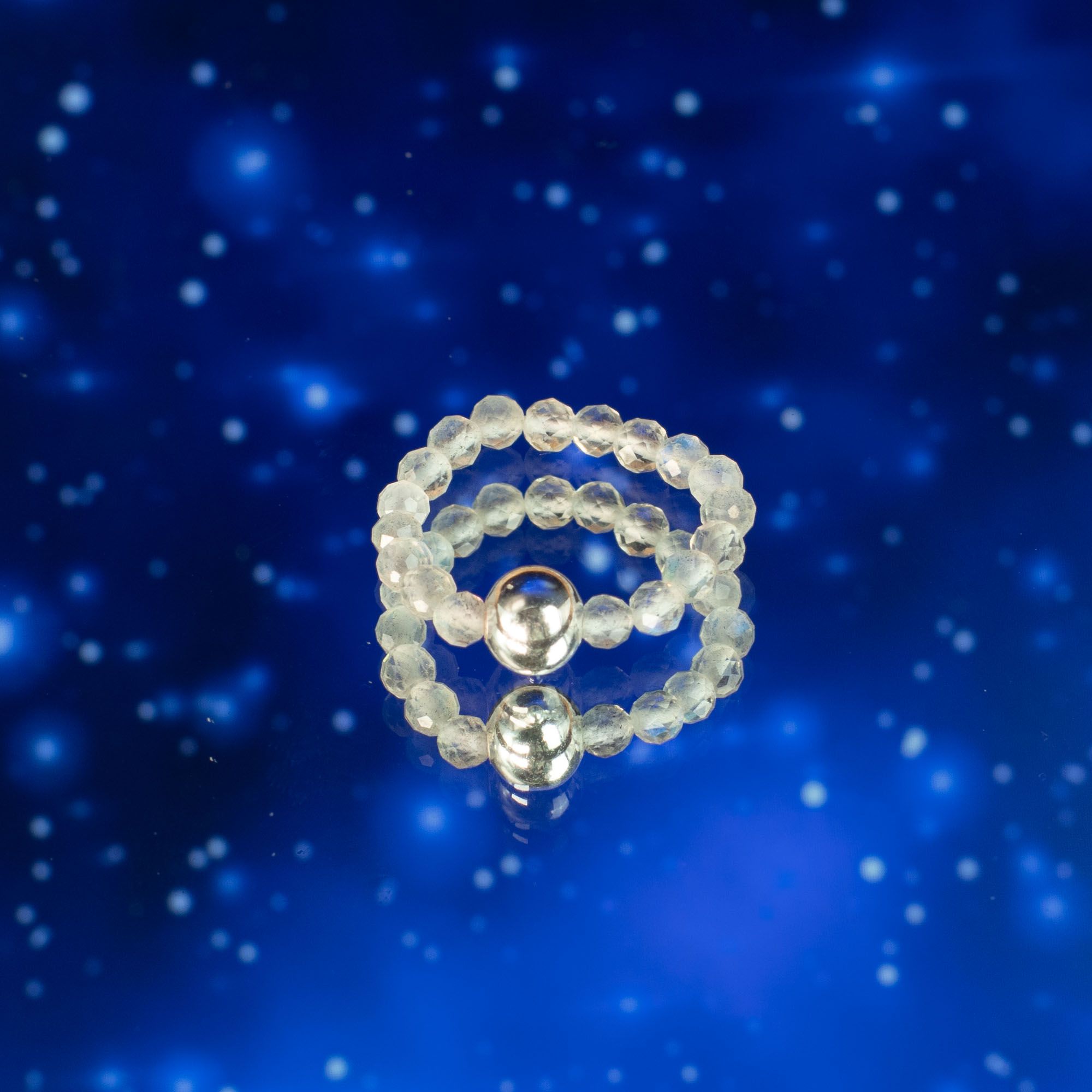 Conjunto de Anéis com Pedra Nymph – Aurora Boreal