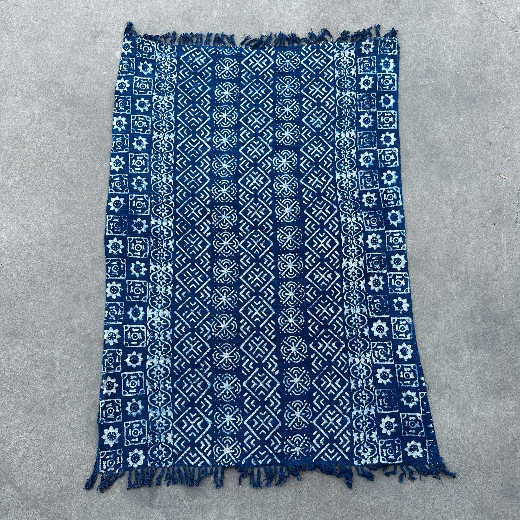 Manta Índigo Artesanal Desi Stripes
