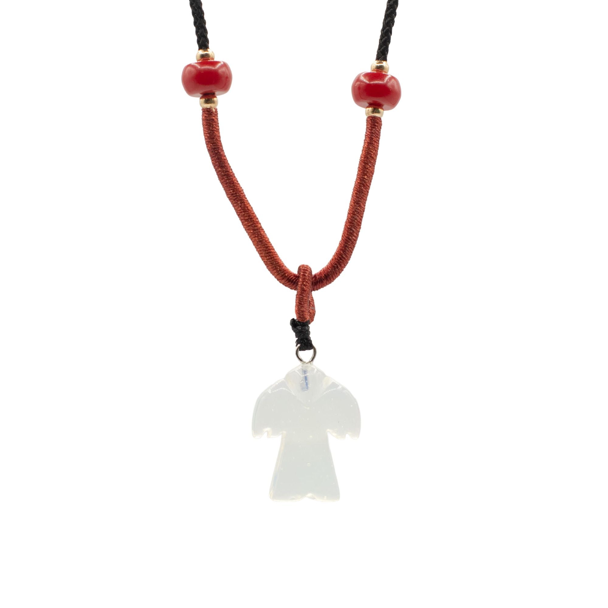 Colar com Cordão e Pendente de Pedra Preciosa - Anjo de Opalita