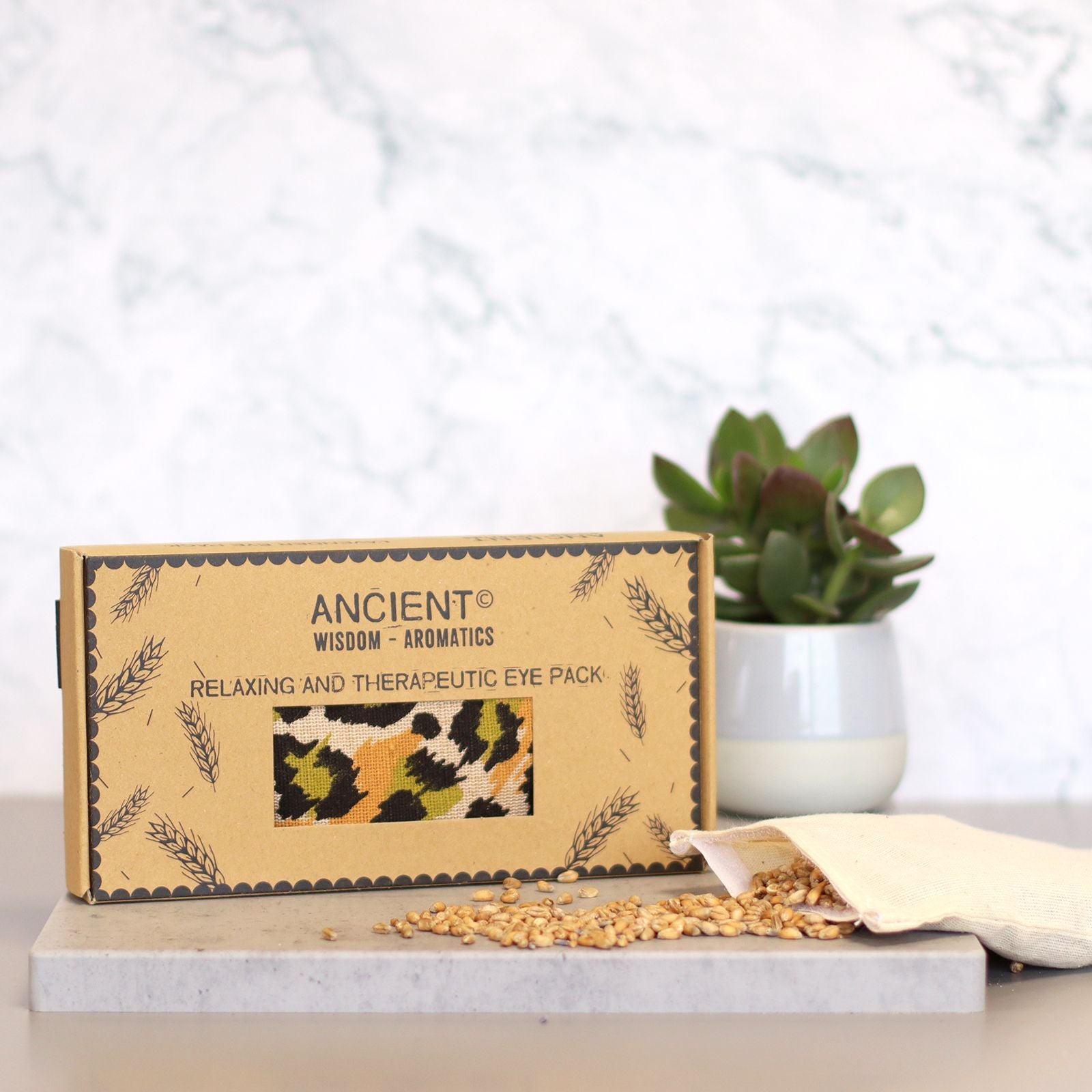 Almofada de Olhos de Trigo com Lavanda em Caixa de Presente - Leopardo Noturno