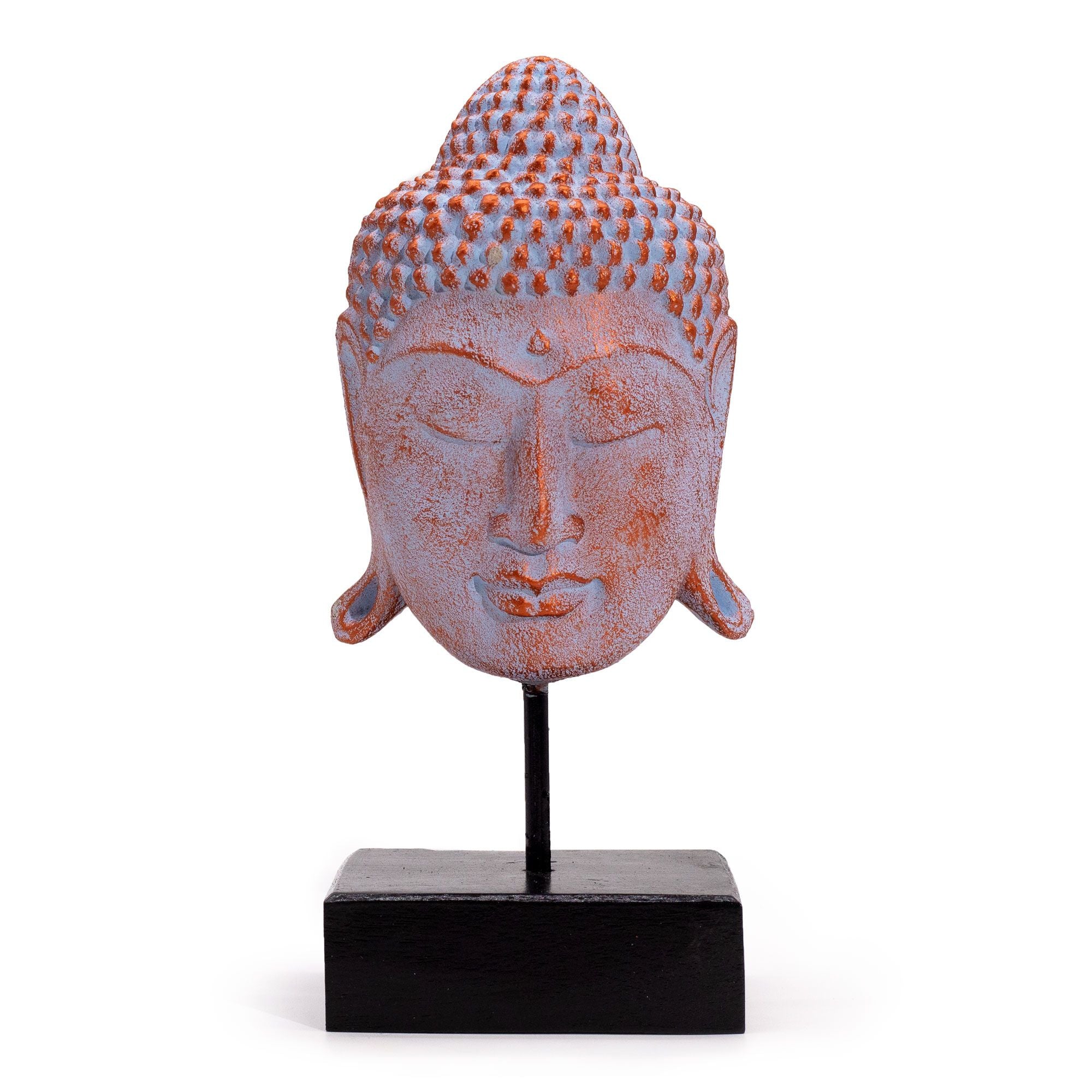 Cabeça de Buda Serenidade Grande com Suporte – Cobre Azul