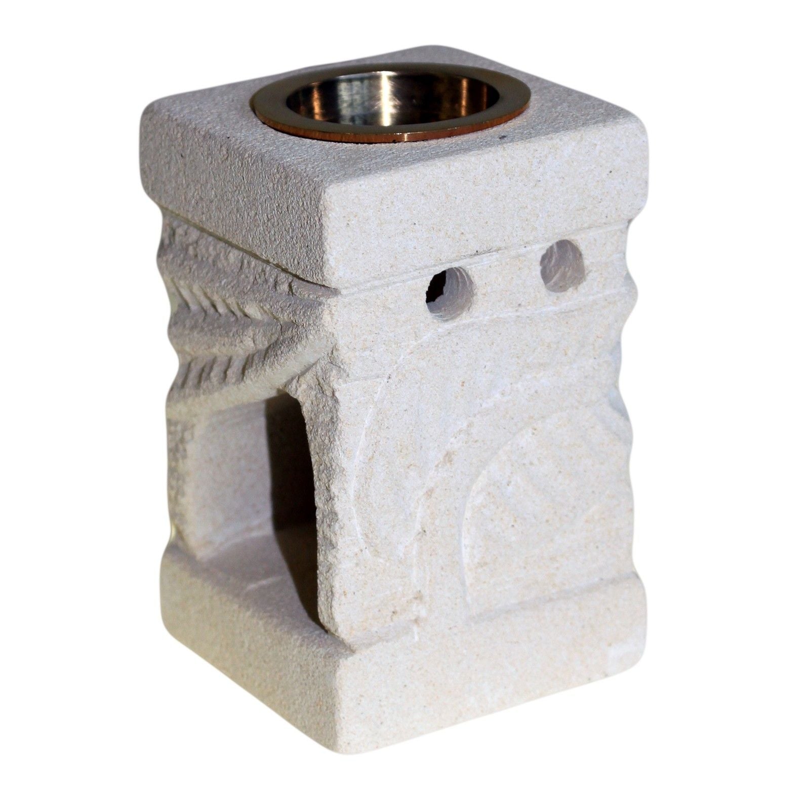 Quemador de Aceite de Piedra – Hoja Tallada
