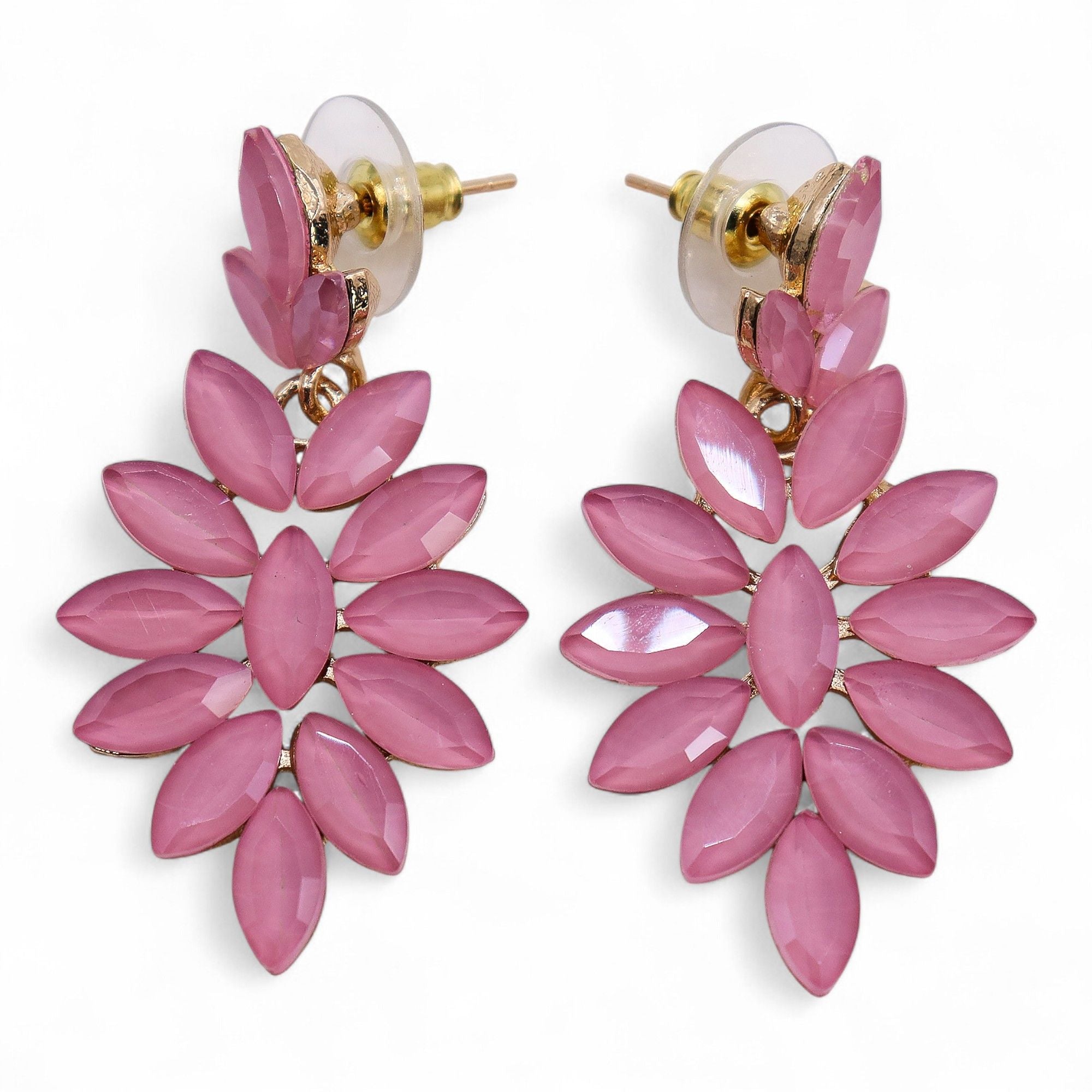 Brincos de Cristal Vintage - Compridos - Quartzo Rosa