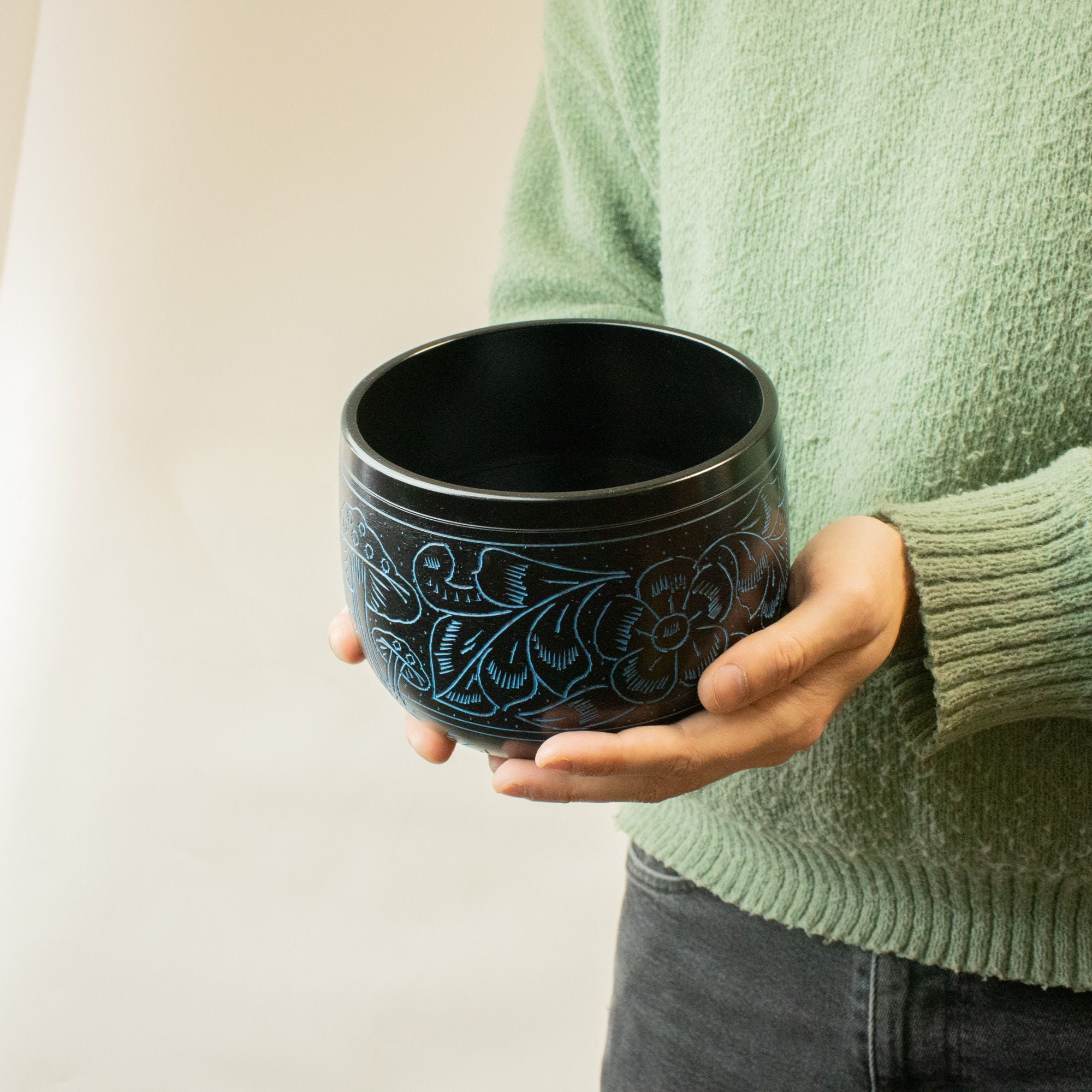 Taça Tibetana Tipo Caldeirão – Cogumelo Mágico – Azul