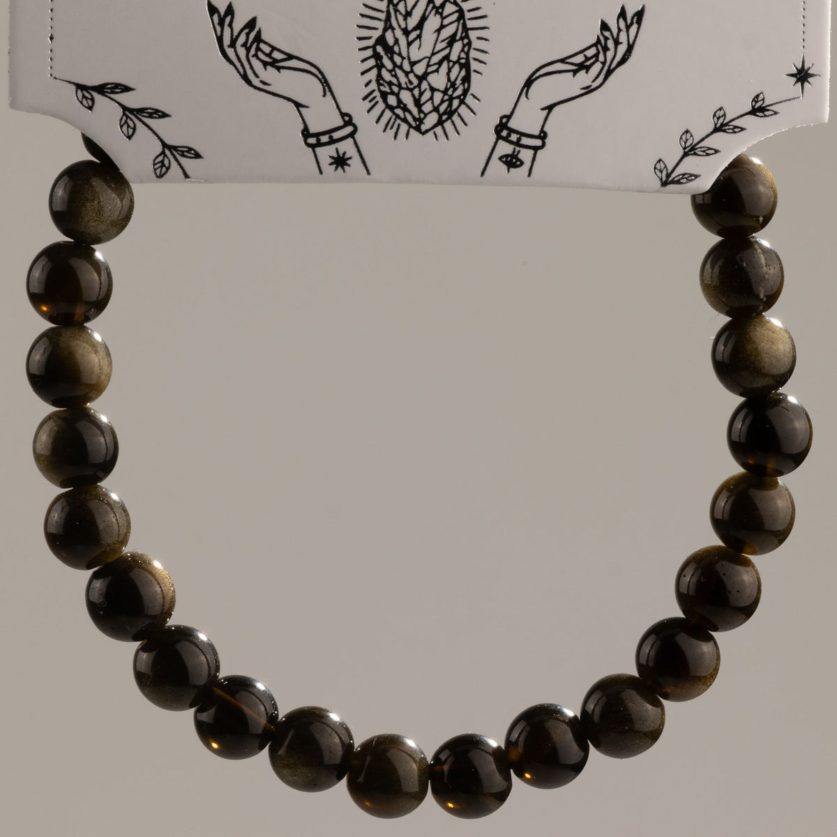 Pulseira de Poder Pequena (17cm x 6mm) - Obsidiana Dourada