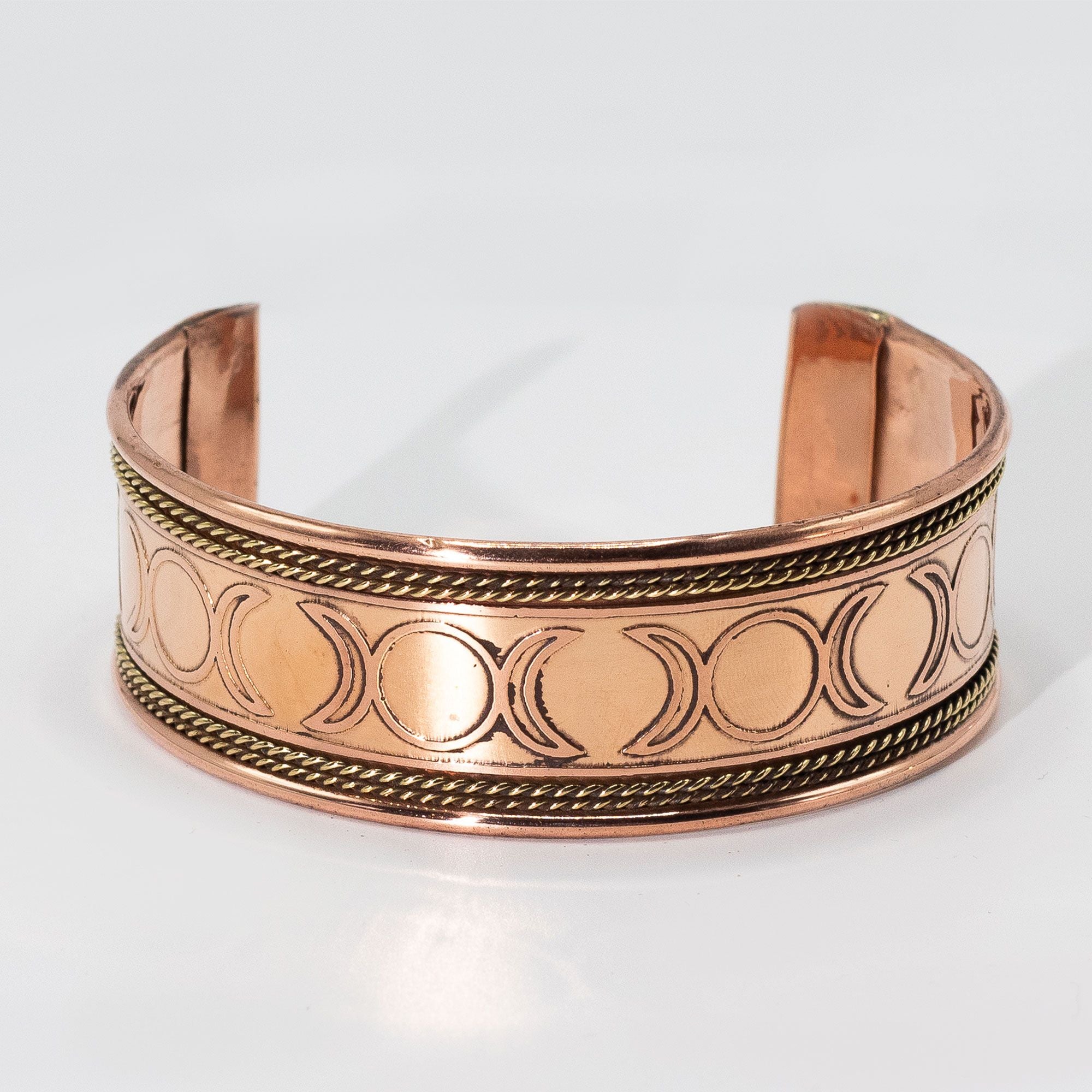 Copper Bracelets with Wide Band and Brass Decoration (Assorted)