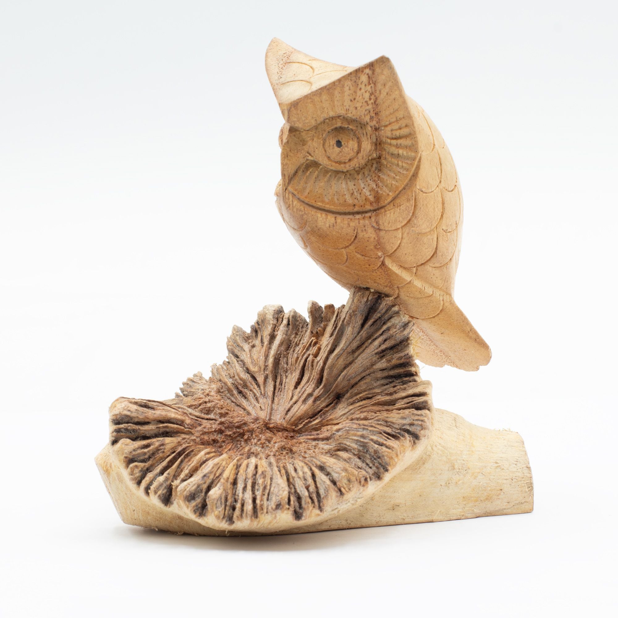 Escultura em Madeira Parasita com Coruja Observadora