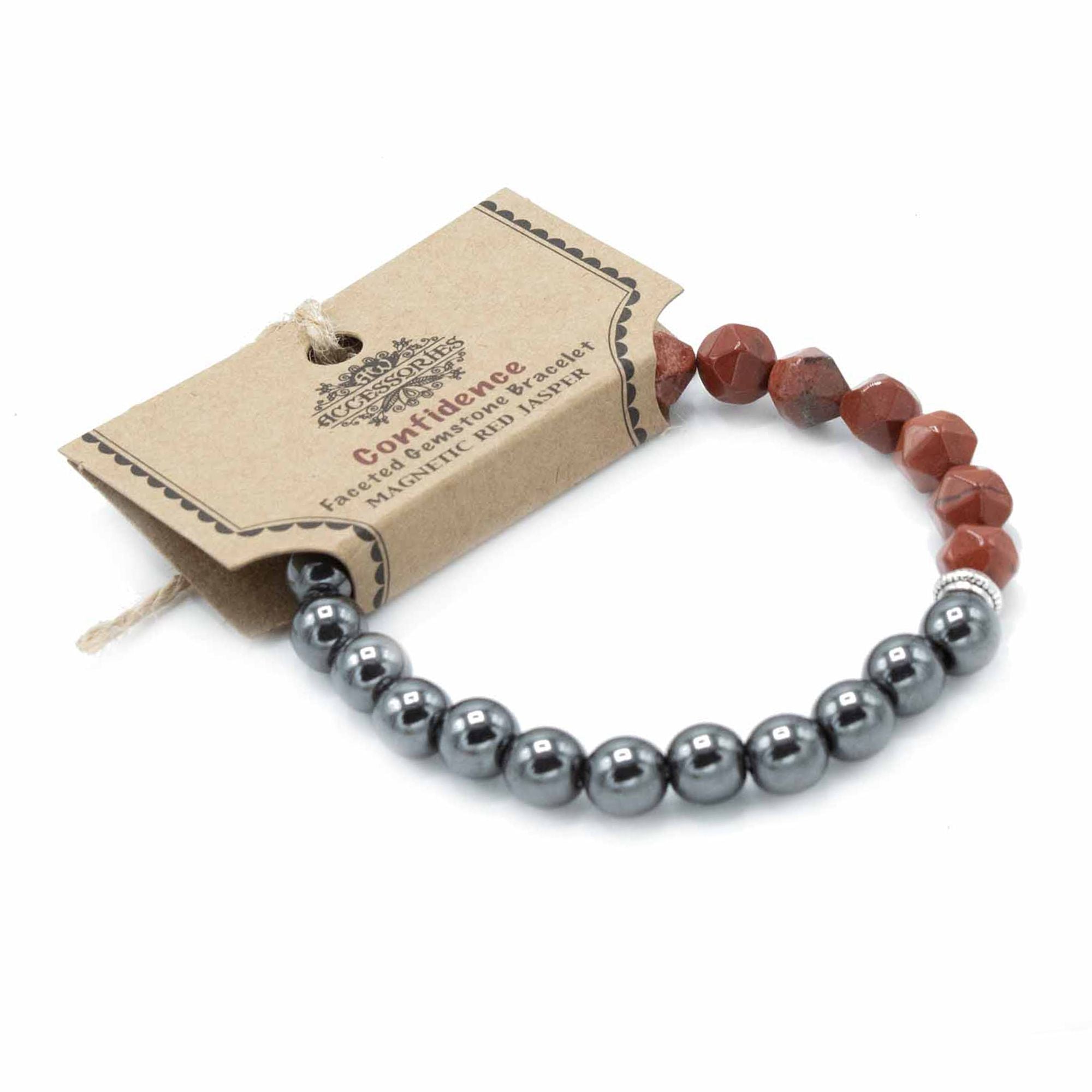 Pulseira Magnética em Pedra Natural Entalhada – Jaspe Vermelho
