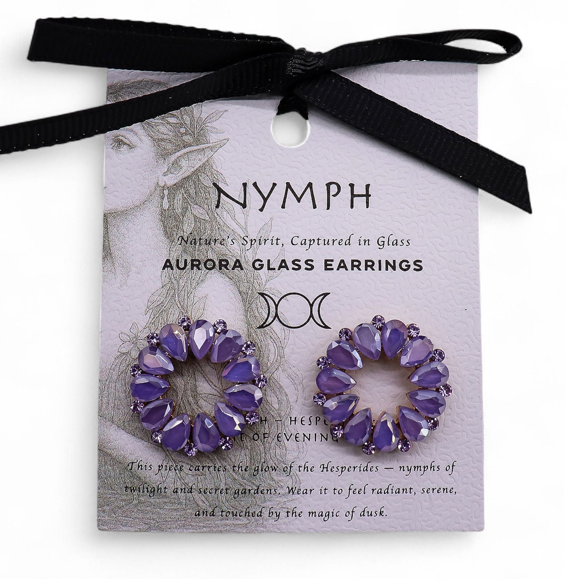 Pendientes de cristal vintage - Aro - Lavanda