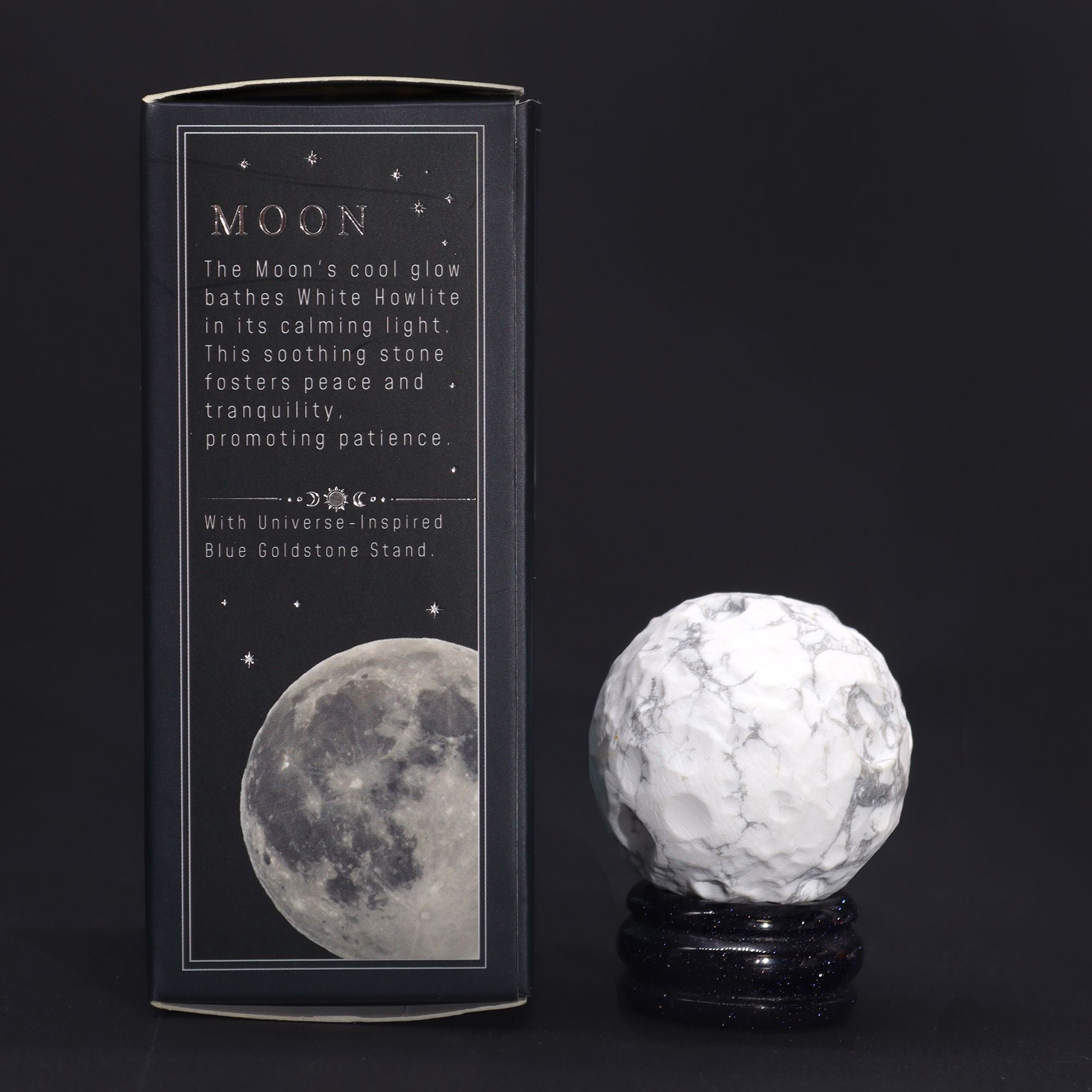 Planeta Howlite Branca com Suporte Solar Lua (40mm)