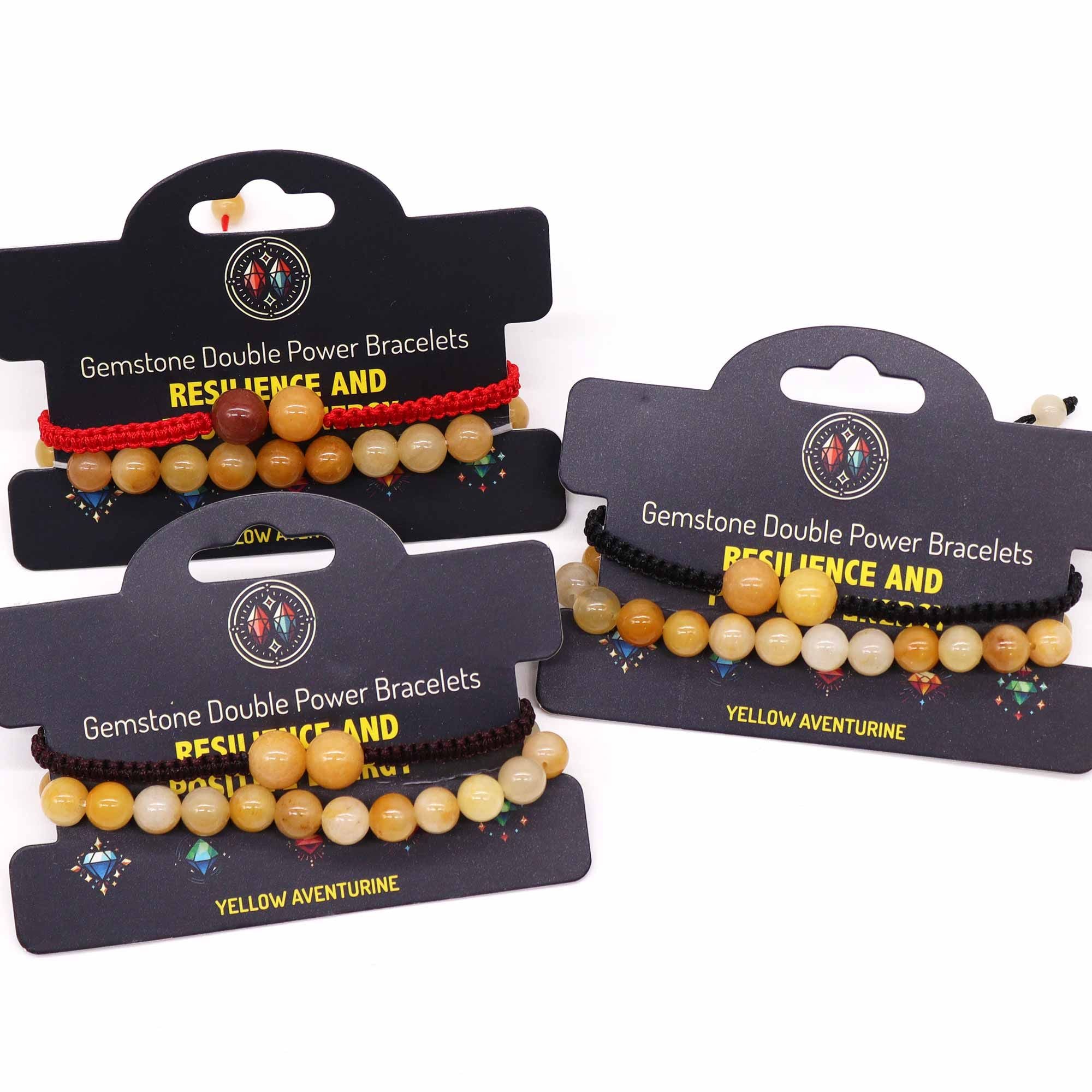 Set of Double Power Bracelets in Natural Stones – Yellow Aventurine