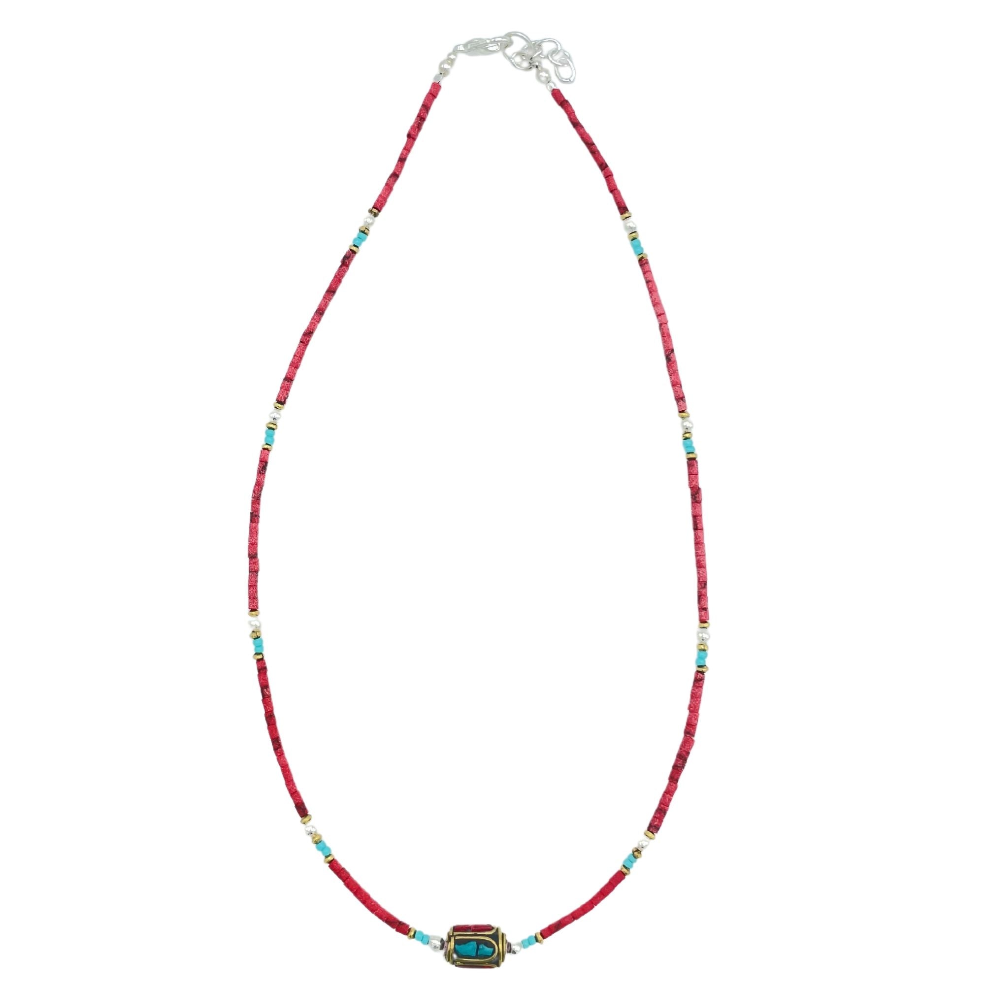 Colar Nepalês de Gemas Extrafinas - Conta Tribal de Coral
