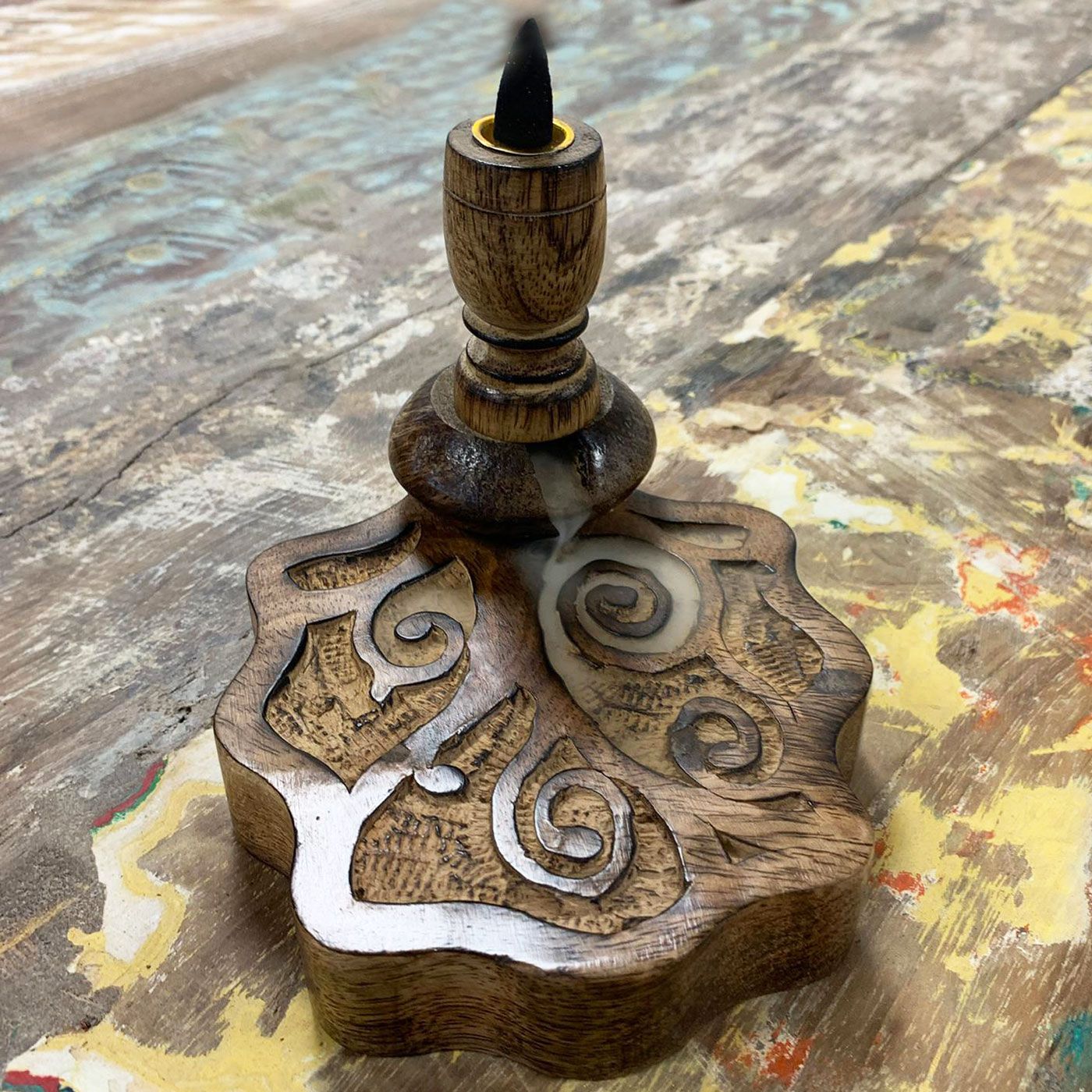 Mango Wood Tree of Life Backflow Incense Burner
