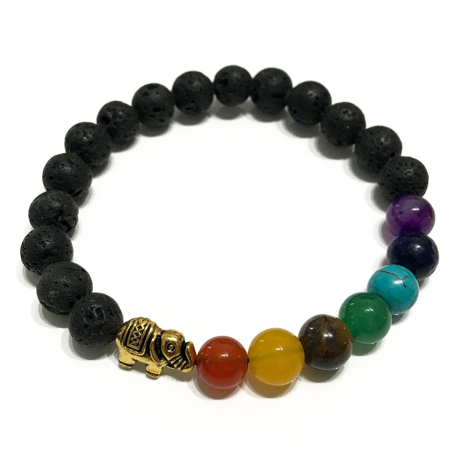 Pulseira em Pedra Lava – Elefante – Chakra