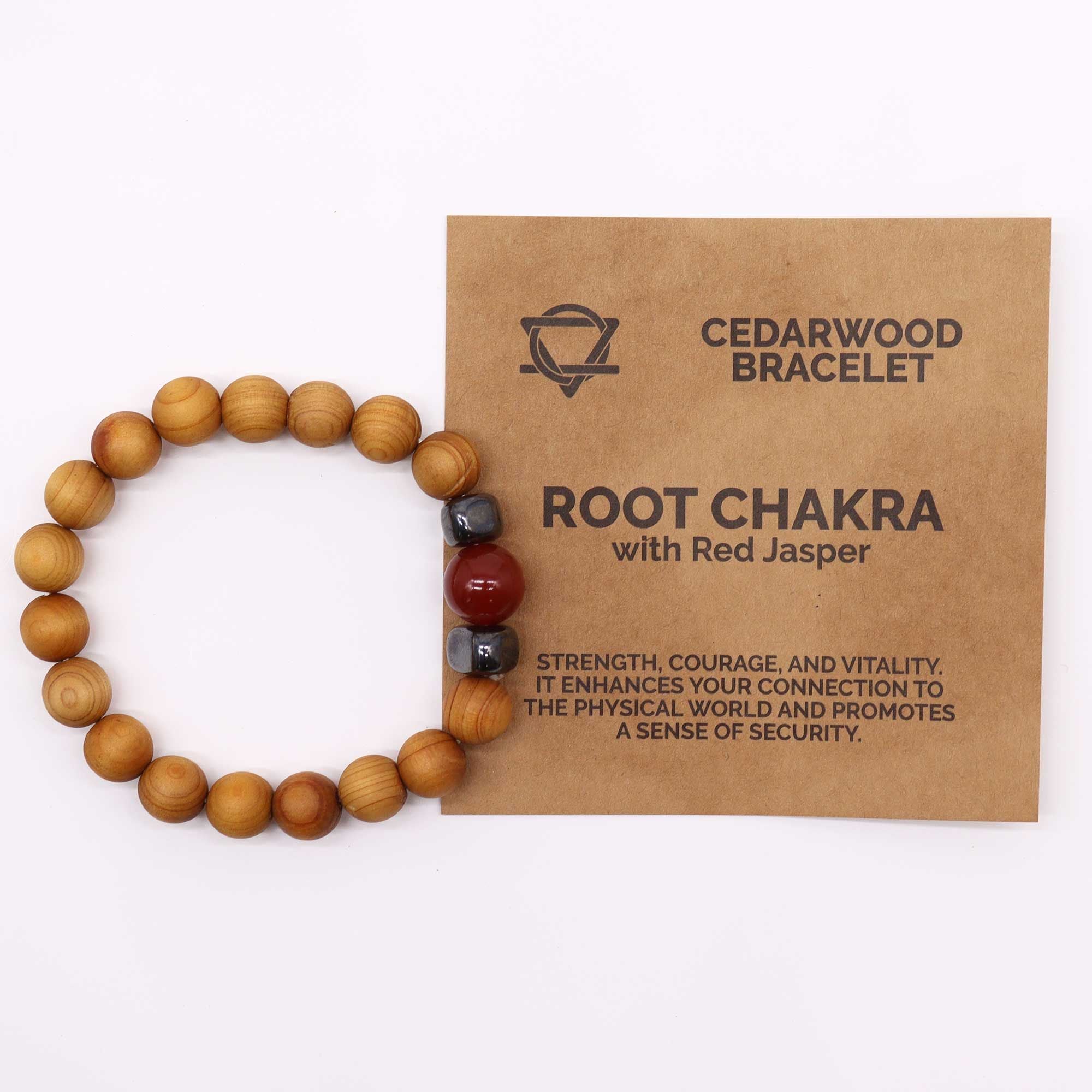 Cedar Bracelet – Root Chakra – Red Jasper