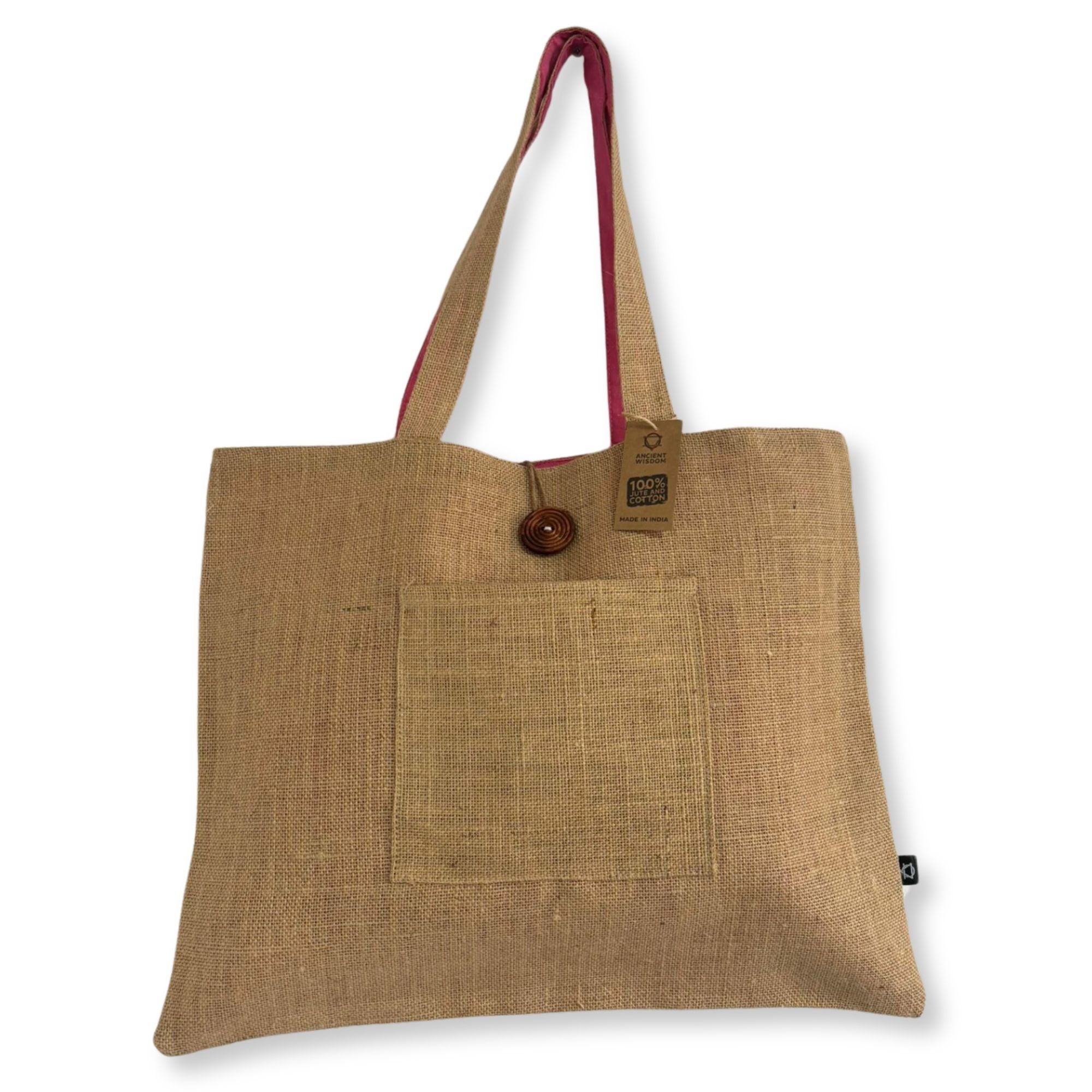 Bolsa Grande Reversível de Juta e Algodão - Rosa