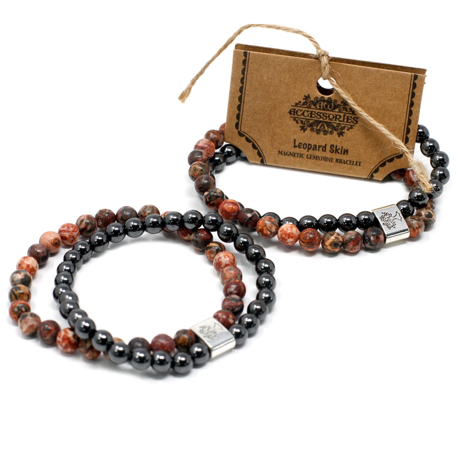 Magnetic Natural Stone Bracelet – Leopard Skin Jasper