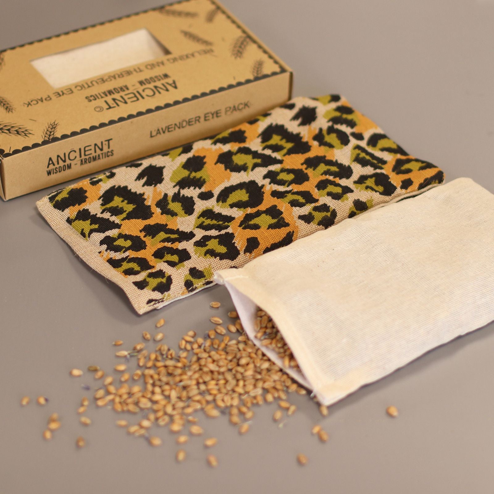 Almofada de Olhos de Trigo com Lavanda em Caixa de Presente - Leopardo Noturno