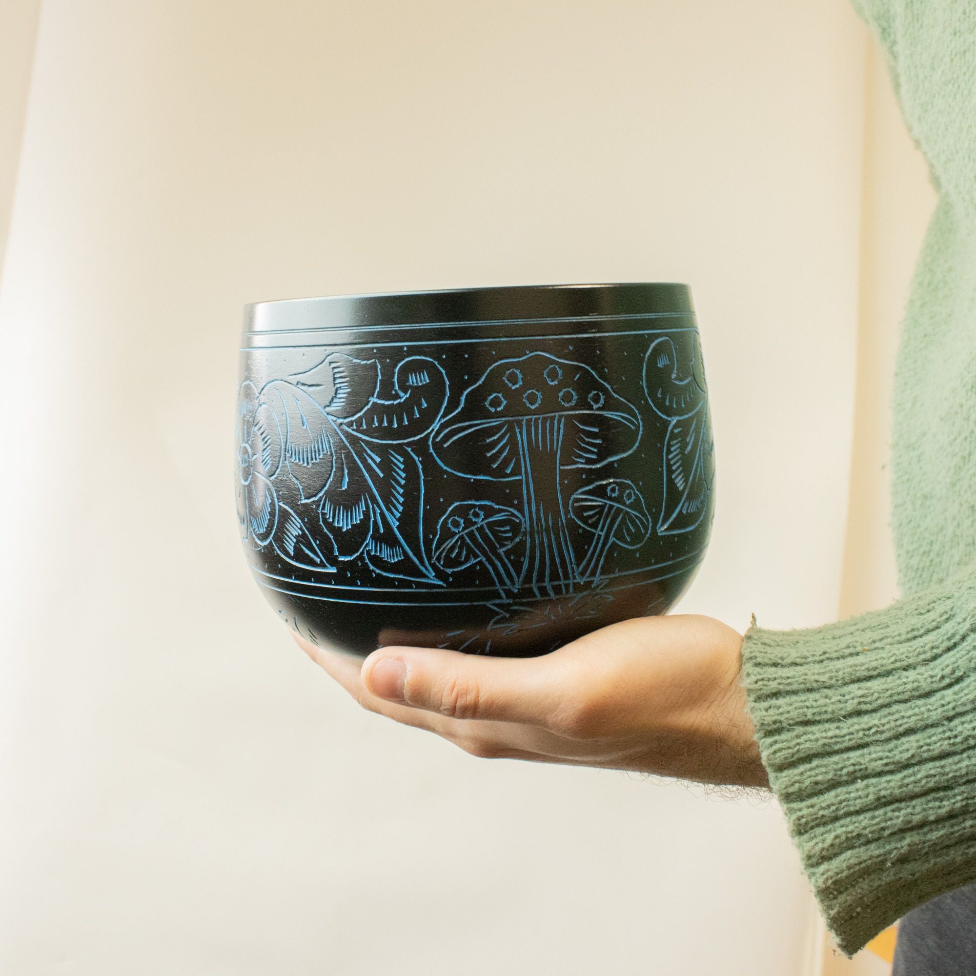 Taça Tibetana Tipo Caldeirão – Cogumelo Mágico – Azul