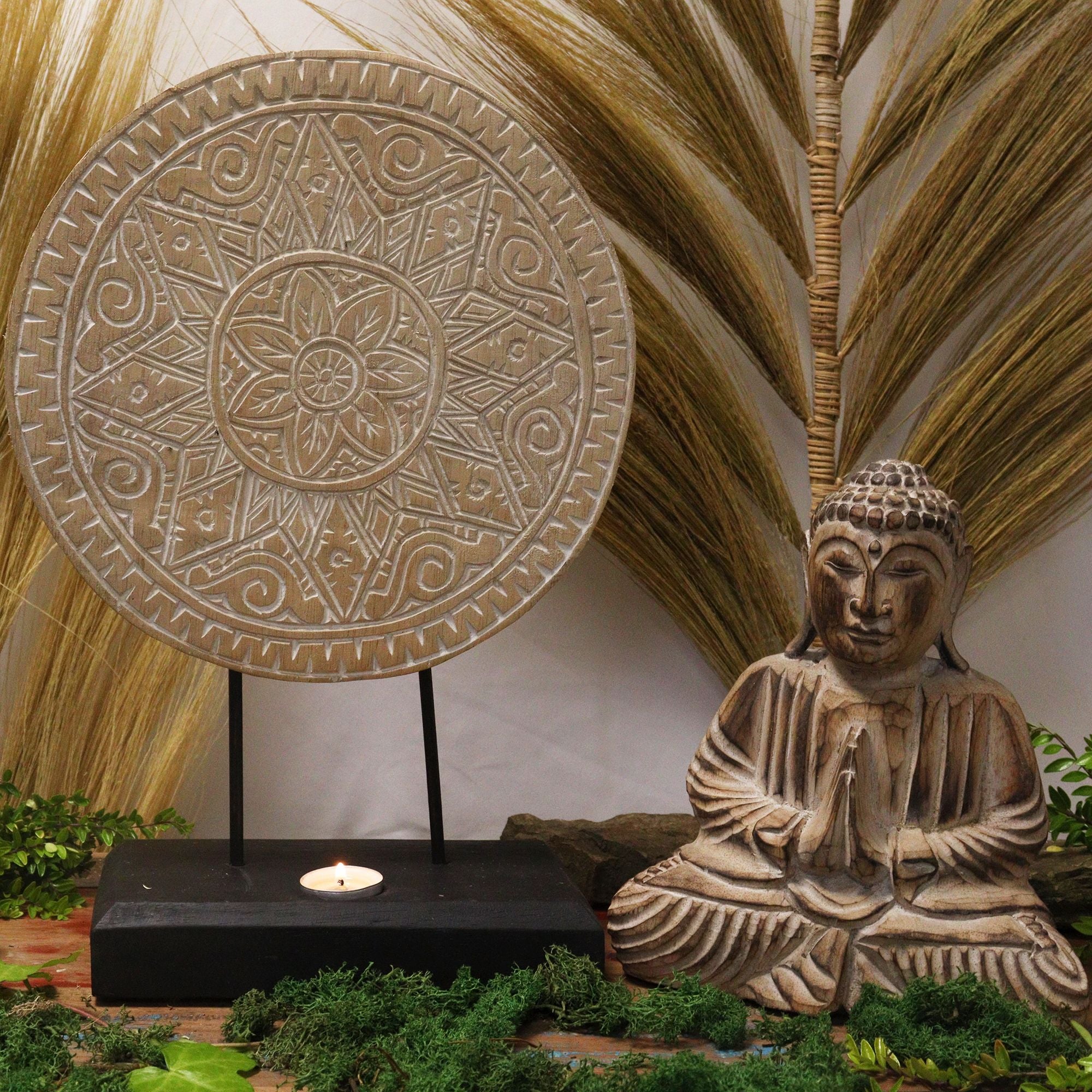 Conjunto Feng Shui Buda Mandala Clássica Natural