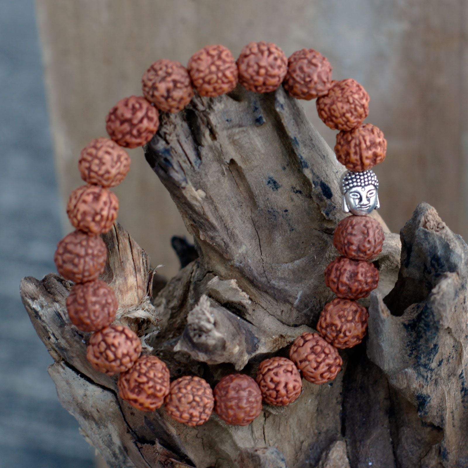 Pulseira Rudraksha Buda Japa Mala - Natural